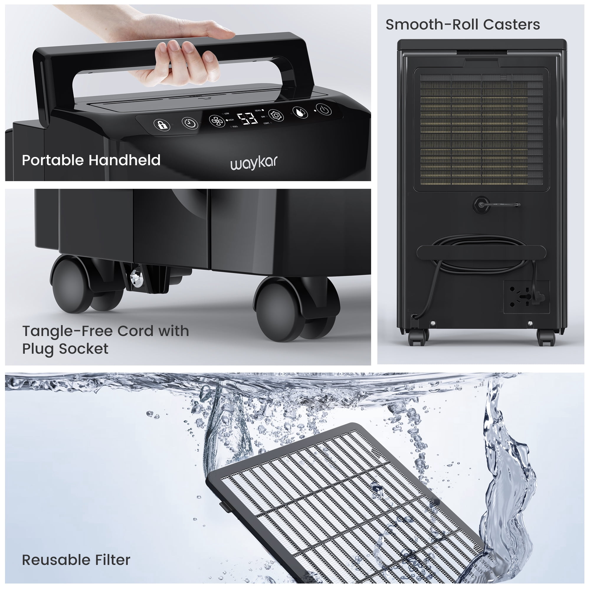 Waykar 34 Pint Dehumidifier for Home and Basement (Energy Star, Ultra Quiet, 10 Pint DOE) fmhiz