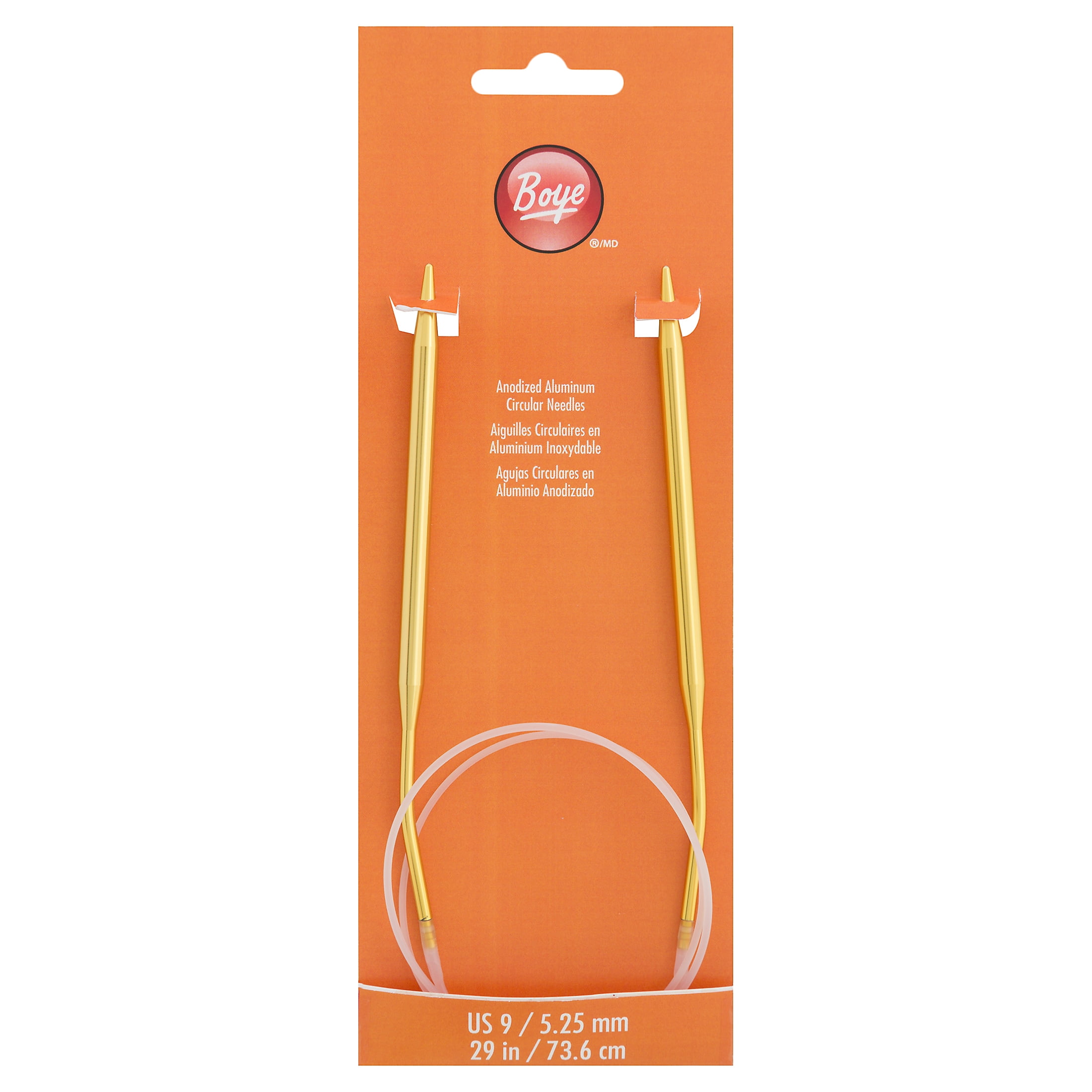 Boye Anodized Aluminum Circular Knitting Needles (Gold, 29 in, Size 9) t7q5b