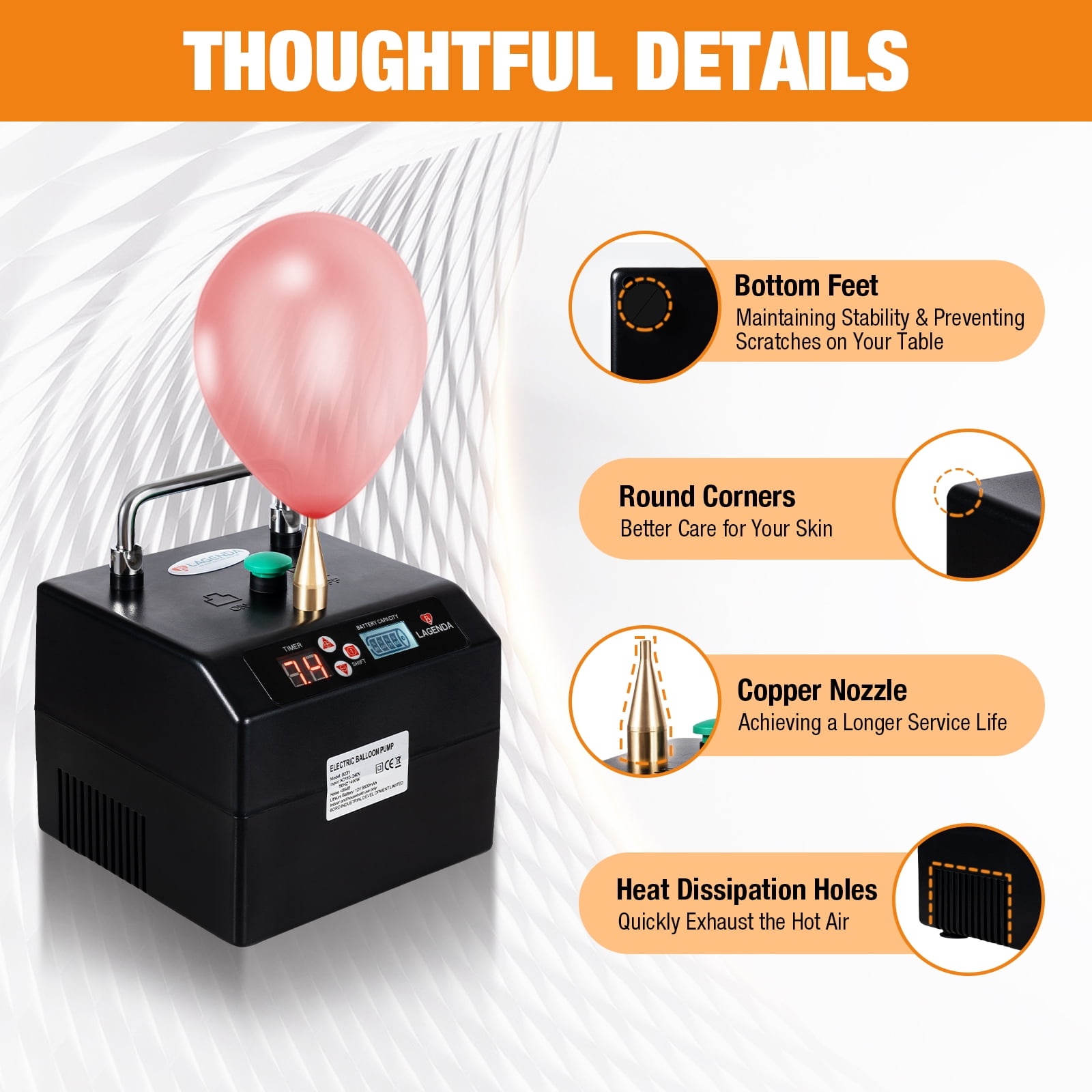 Miumaeov Electric Balloon Inflator Pump with Digital Timer for Party Decor (Black, 6.3 x 6.3 x 5.12 in) rb36p