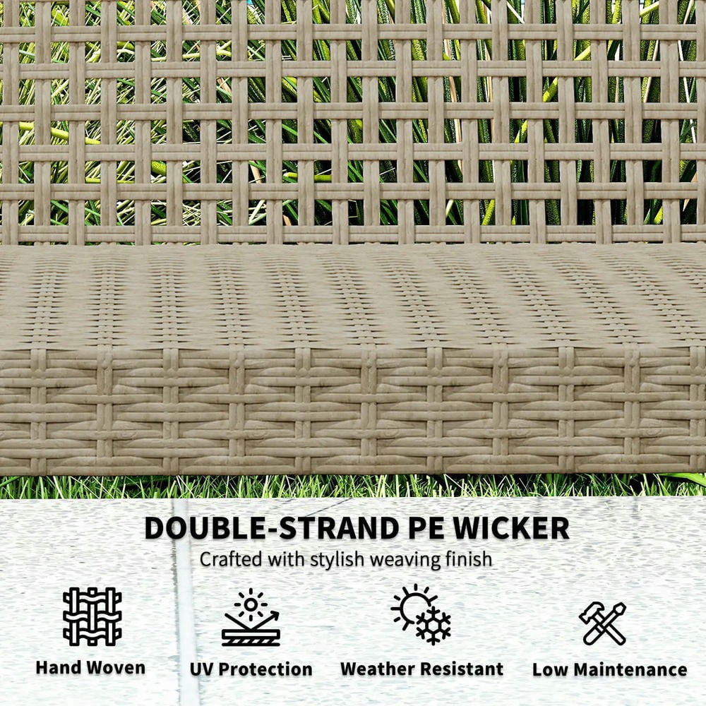 Barara King 3-Seat Outdoor Wicker Sofa, Acacia Wood Patio Couch with Steel Frame (Brown, 75 in) j0tuo