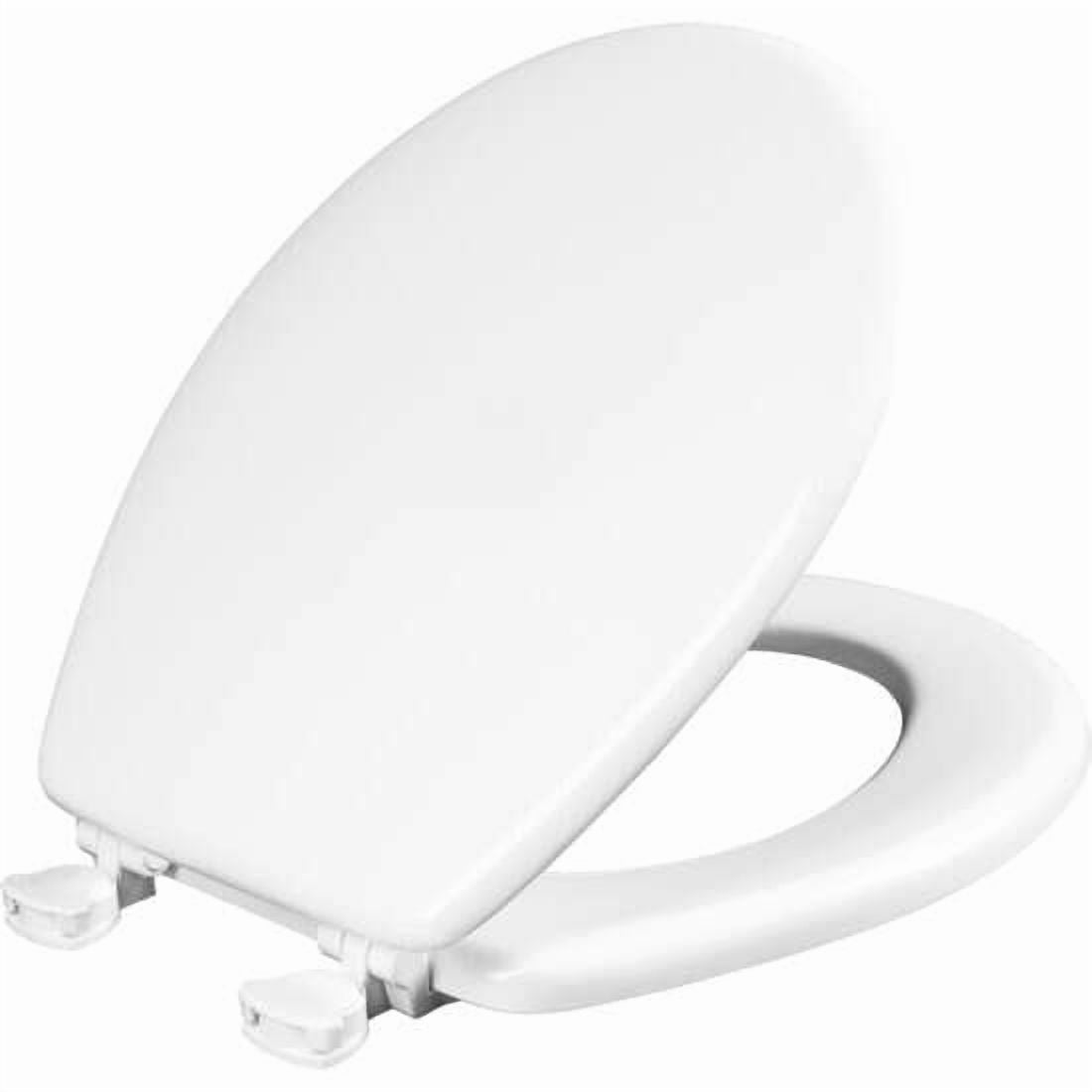 Mayfair Round Enameled Wood Toilet Seat with Easy-Clean Hinge (White, 16.5 in) 3ae82