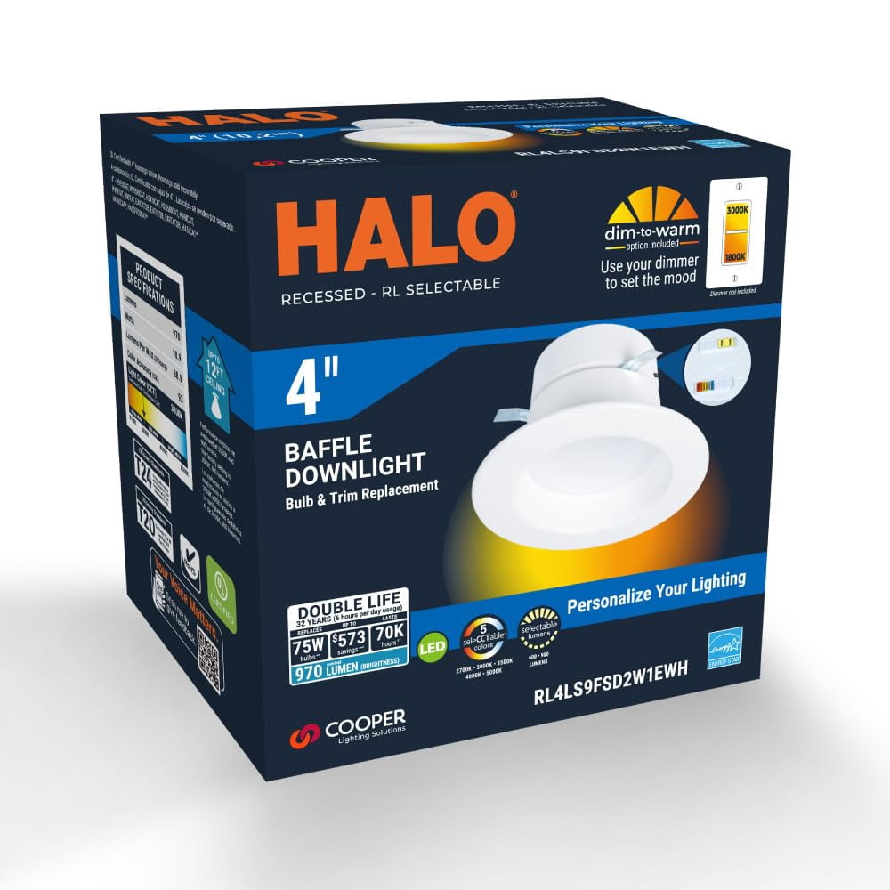 HALO RL4 Series LED Retrofit Recessed Downlight (Matte White, 4 in.) pczyr