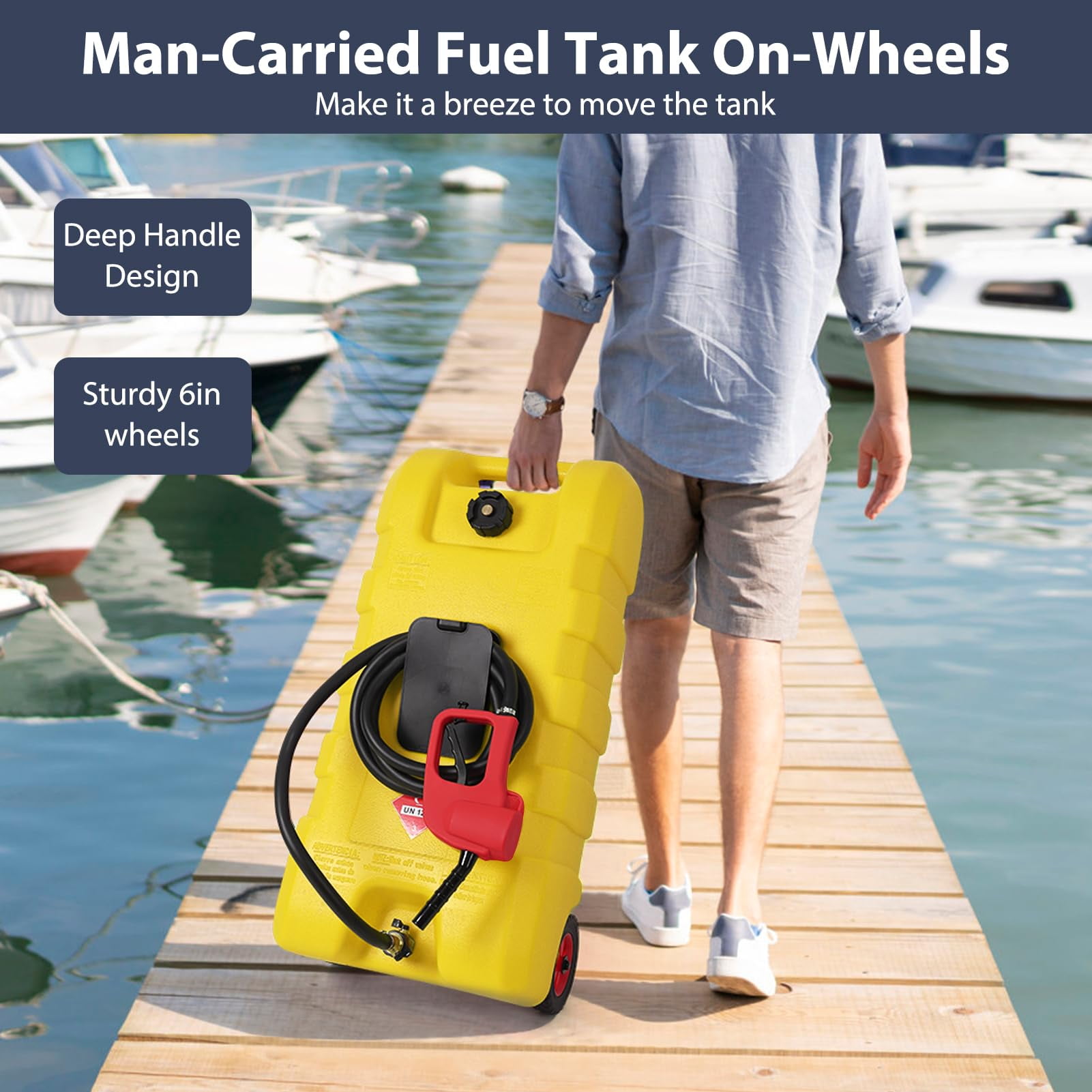 Generic 15 Gallon Portable Fuel Storage Tank with Manual Siphon Pump and 10 ft Hose (Yellow, 15 Gallon) 1s9xg