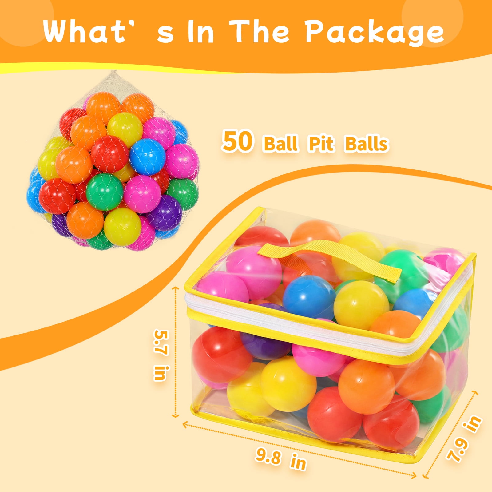 PigPigPen Ball Pit Play Balls, Crush-Resistant Plastic Sensory Toys for Toddlers (Multicolor, 50-Pack) o85y3