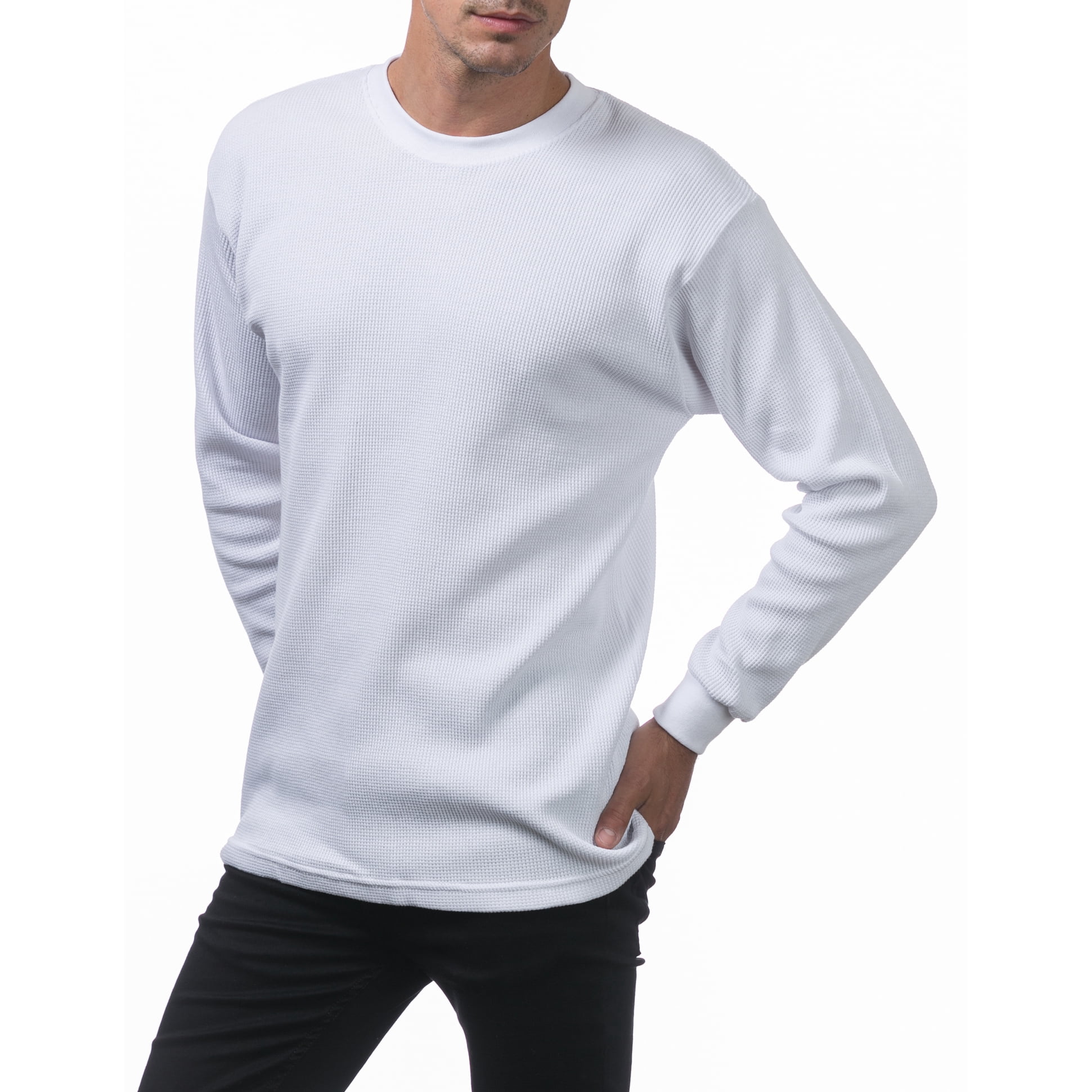 Pro Club Men's Heavyweight Cotton Long Sleeve Thermal Shirt (White, Small) 86ela