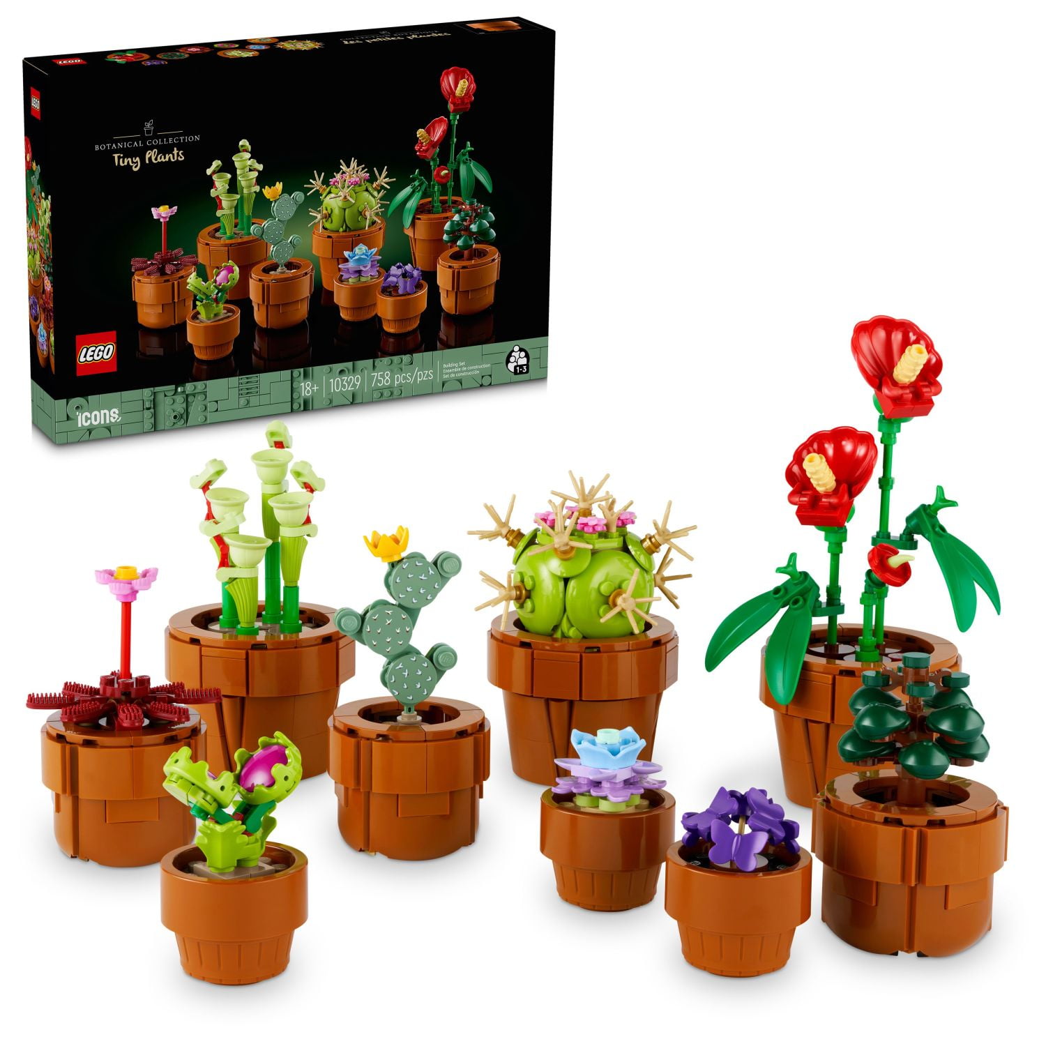 LEGO Botanicals Tiny Plants Building Set, Artificial Indoor Plant Decor for Home and Office (758 Pieces) 24yek