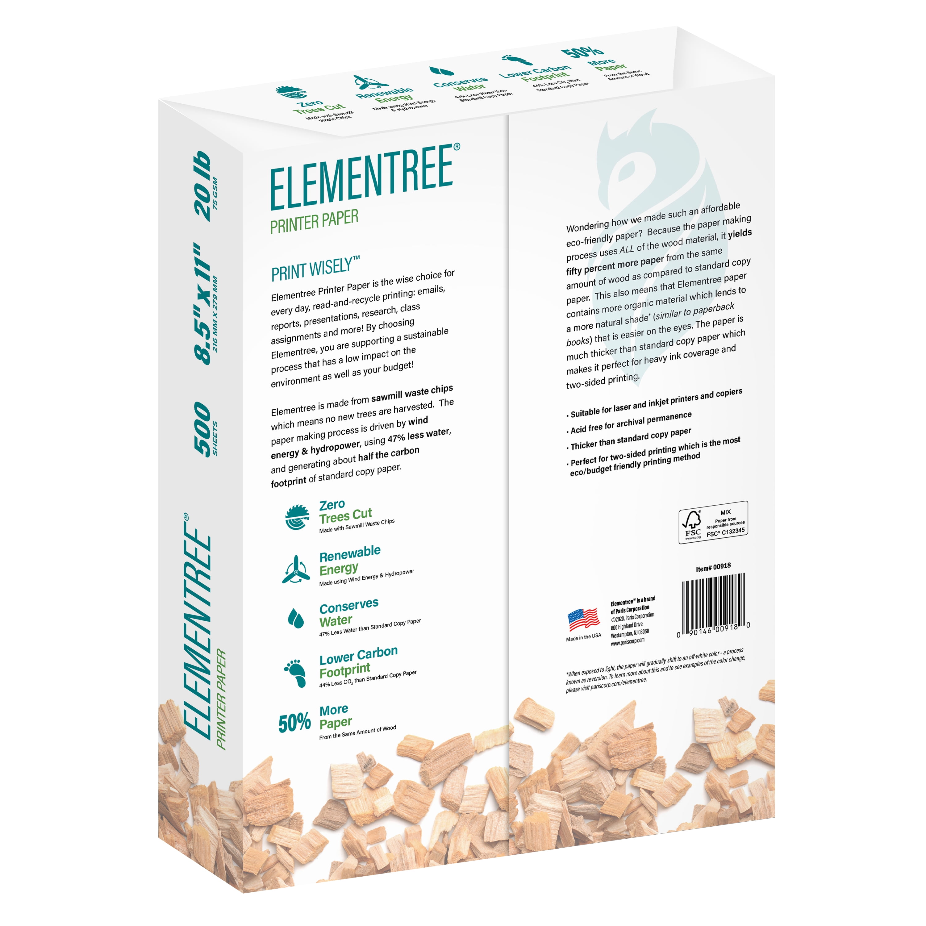 Elementree Sustainable Multipurpose Printer Paper, Eco-Friendly Smooth Finish (White, 8.5 x 11 in, 4000 Sheets) 3z9nn