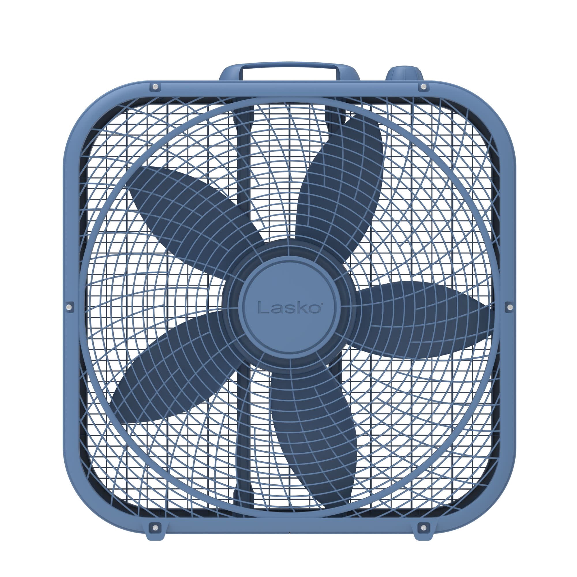 Lasko 20 in Cool Colors Classic Box Fan, Portable Floor or Window Cooling Fan with 3 Speeds (Laguna Blue, 20 in) f4r3m