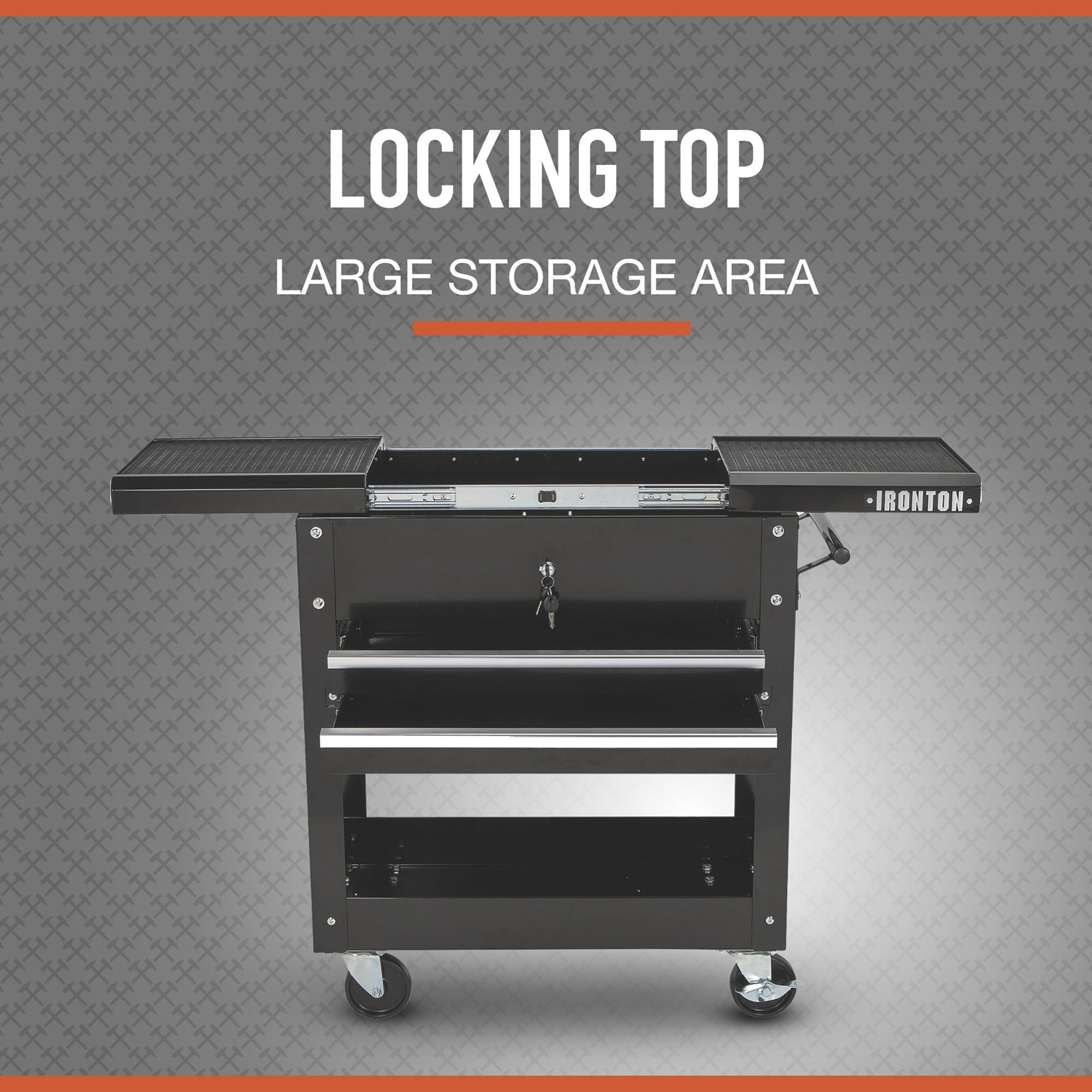 Ironton 2-Drawer Rolling Tool Cart, Heavy-Duty Steel Storage Organizer (Black, 30.5 in. L x 14.5 in. W x 33 in. H) eu6bj