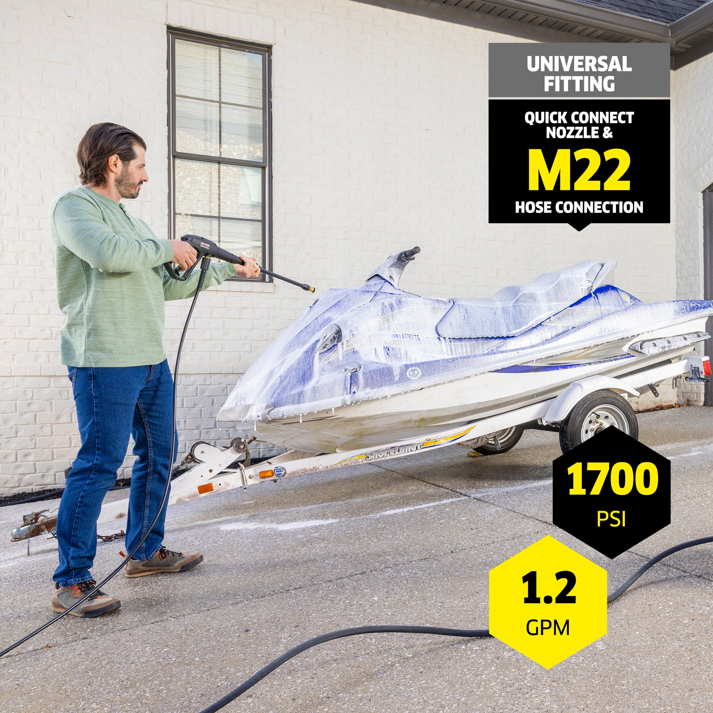 Karcher K1700 Electric Pressure Washer with Detergent Tank and 3 Spray Nozzles (1700 PSI, 1.2 GPM) tm7ar
