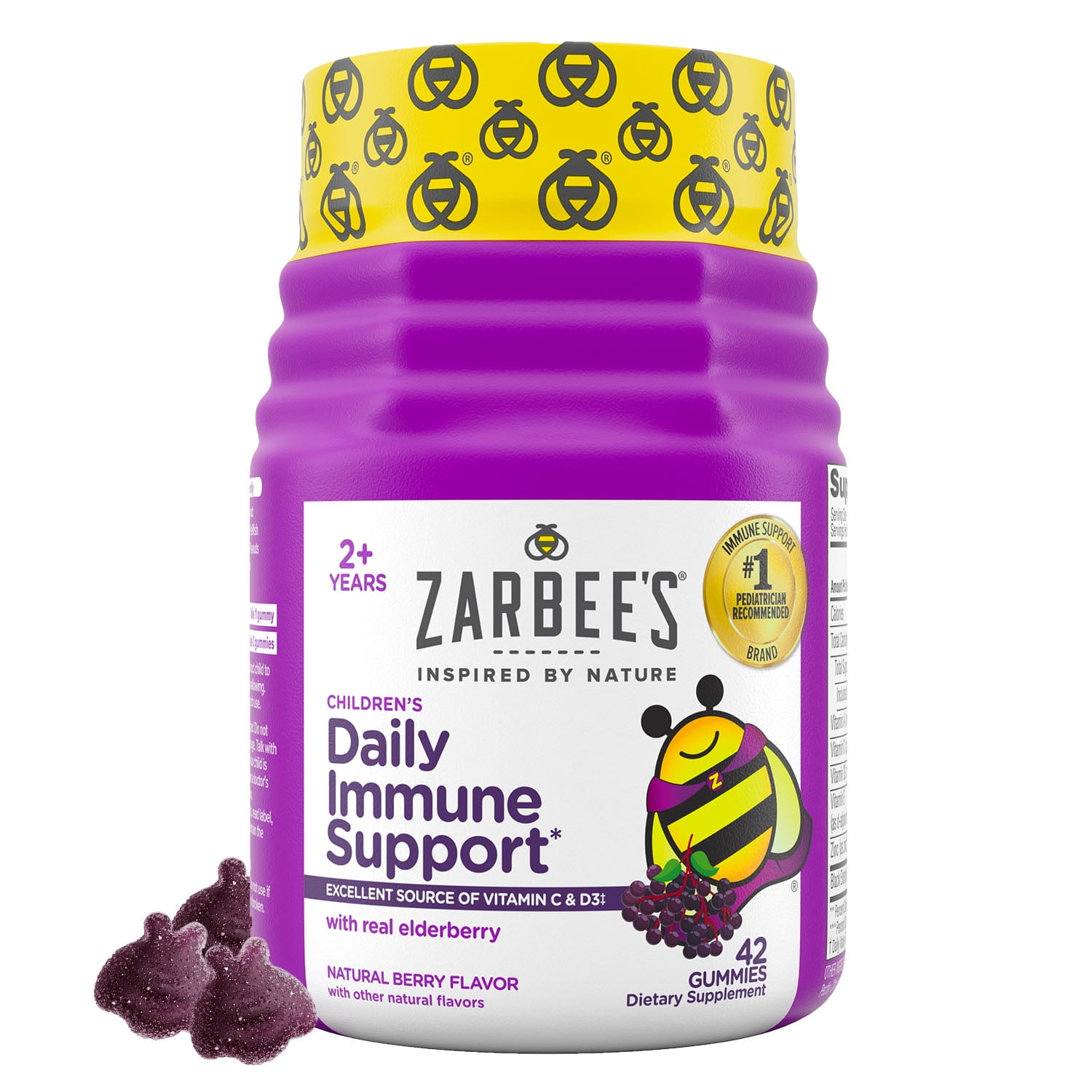 Zarbee's Children's Daily Immune Support Gummies with Elderberry and Vitamins (42 Count) wmawj