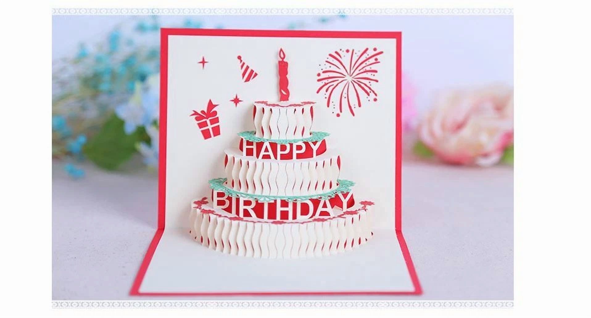 FLINT 3D Pop-Up Love Cake Greeting Card for Wedding Valentines and Birthday (One Size) 69sxe