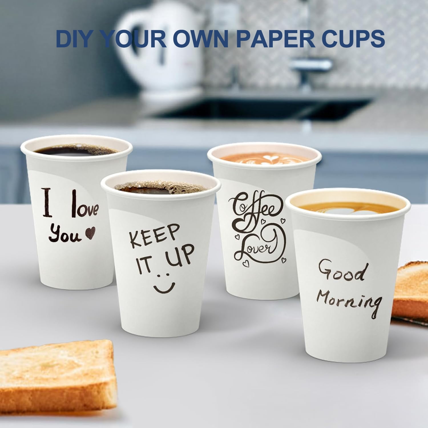 Alpacasso Disposable Paper Cups for Hot and Cold Beverages (White, 100 Pack, 12 oz) dmrwj
