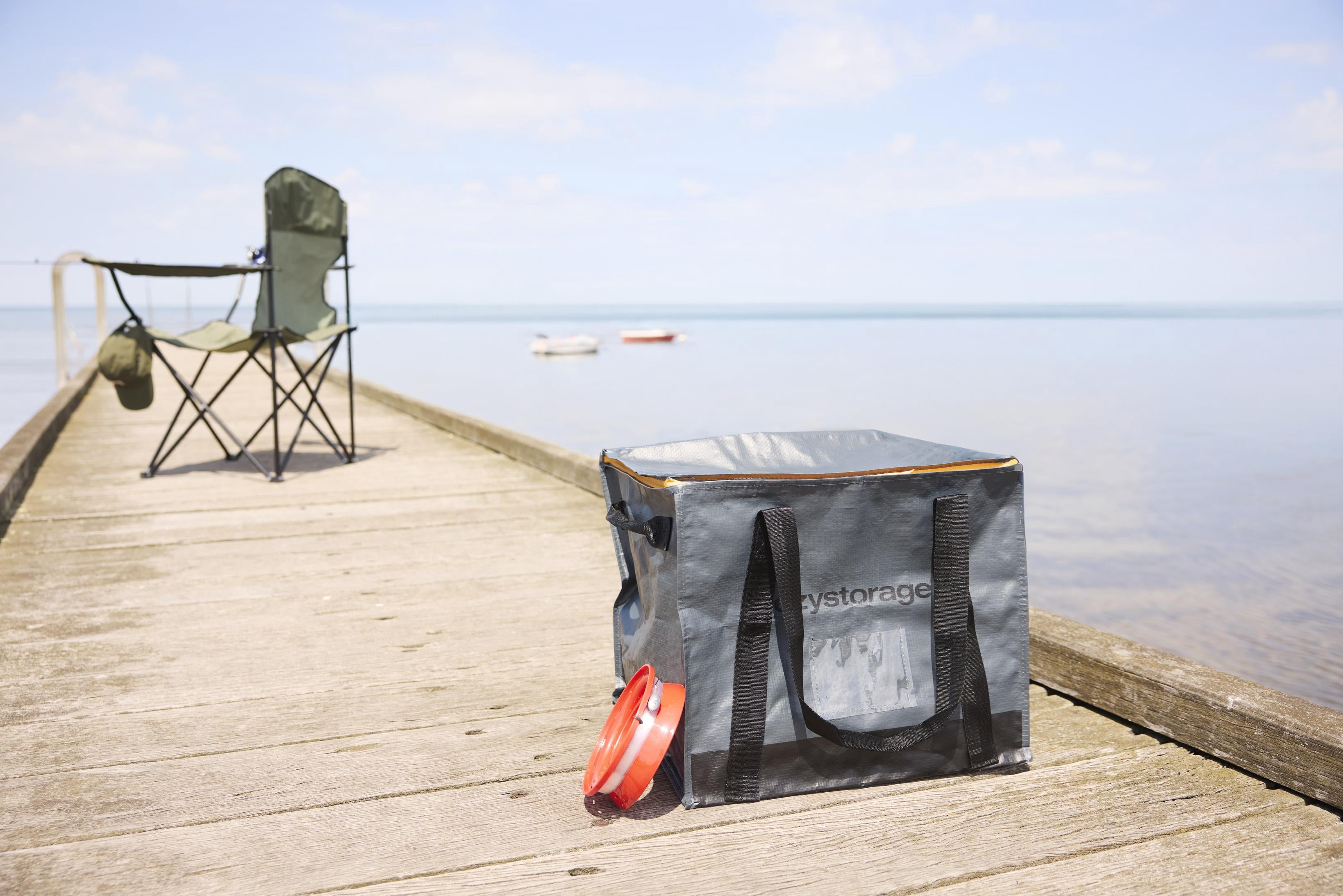 Ezy Storage Heavy-Duty Collapsible Utility Storage Bag with Reinforced Handles (Black, 12.4 Gallon) ex7zc