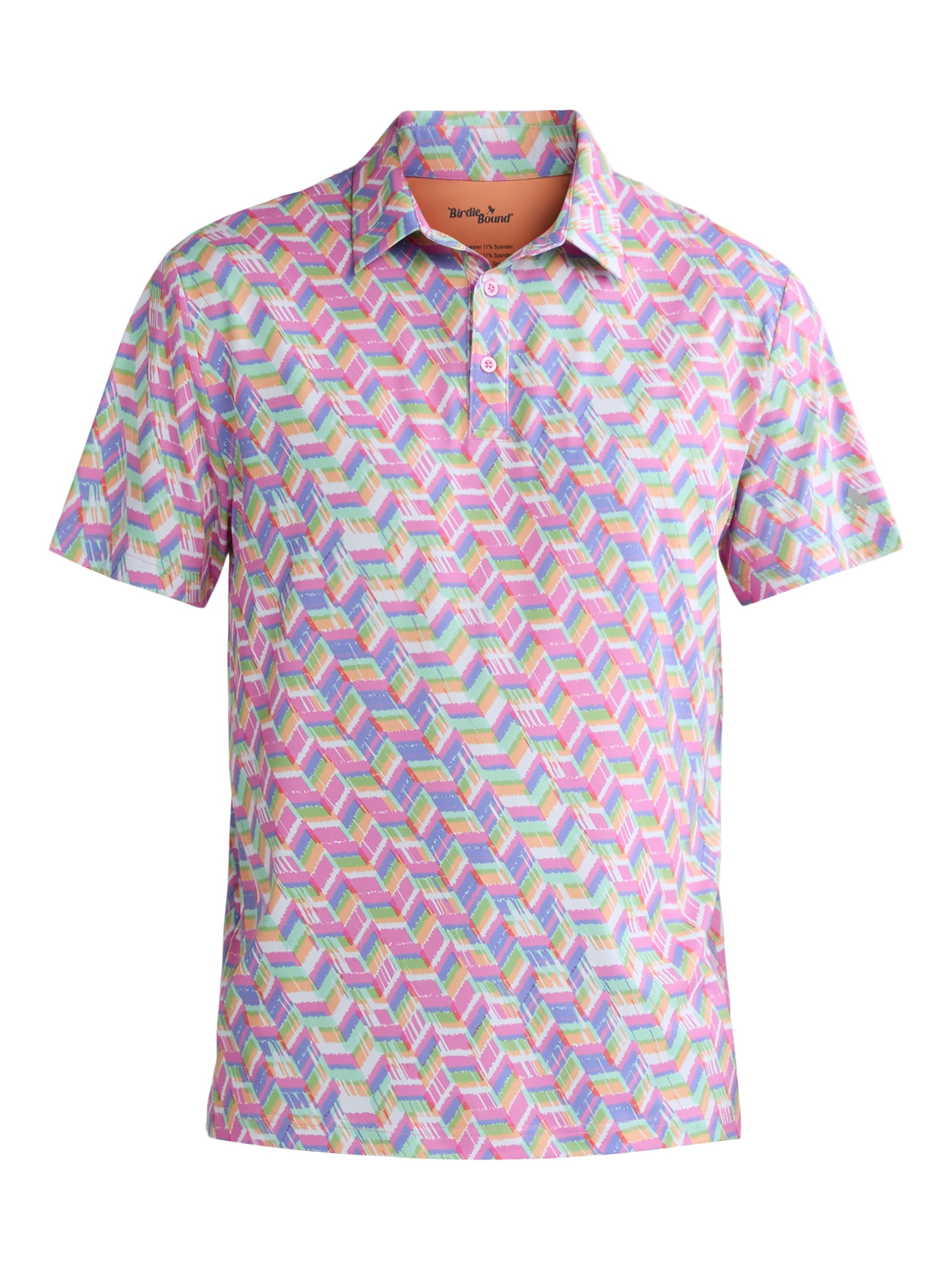 Birdie Bound Men's Novelty Print Golf Polo Shirt (Pink, S-5XL) al7kv