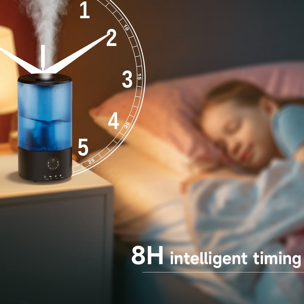 MotorGenic Cool Mist Humidifier for Bedroom and Nursery, Quiet Ultrasonic Air Humidifier with 360° Nozzle and LED Night Light (White, 0.85 gal) 5ztuq