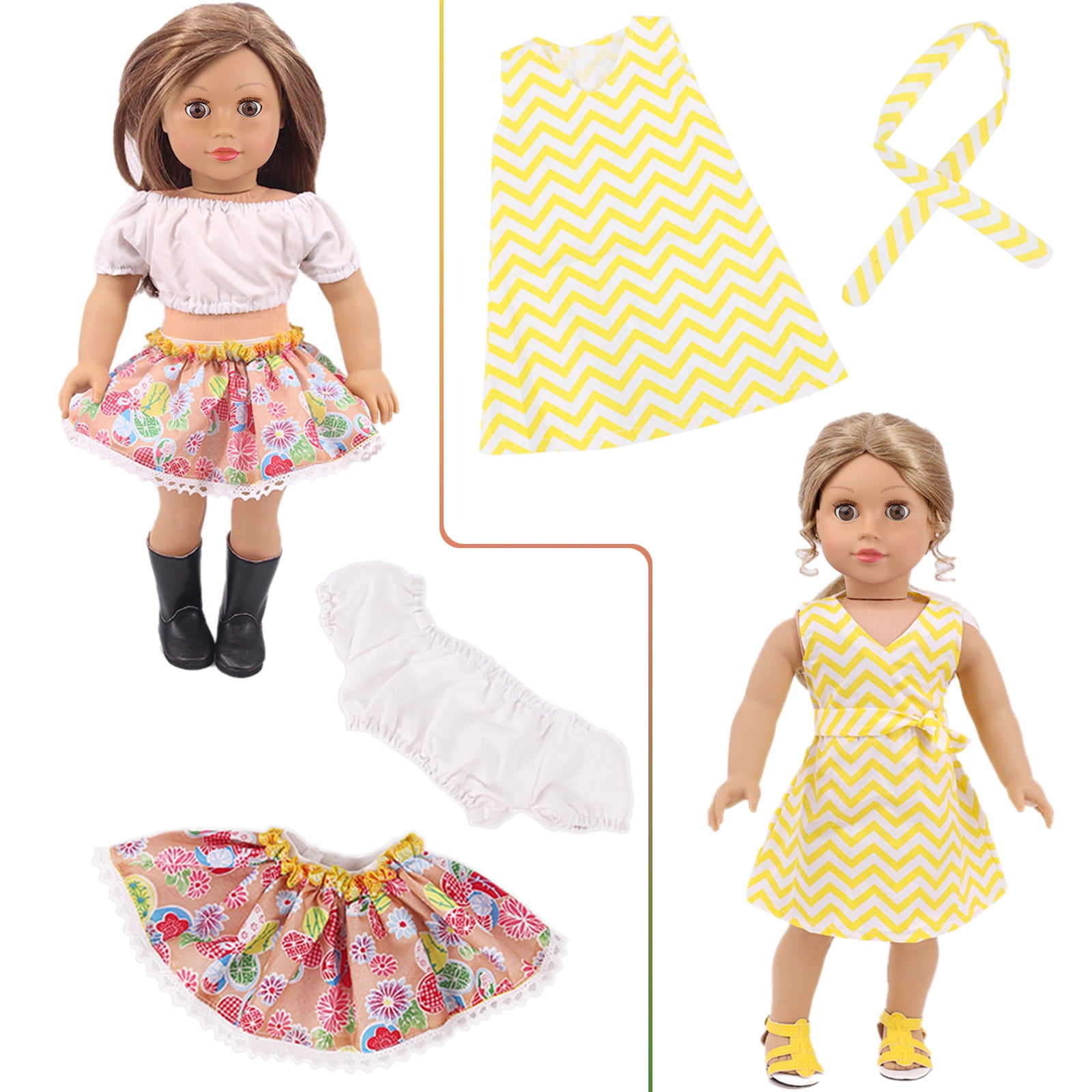 K.T. Fancy 18 Inch Doll Clothes and Accessories Set, Variety Outfits for 18-inch Dolls (10 Sets) 3jutr