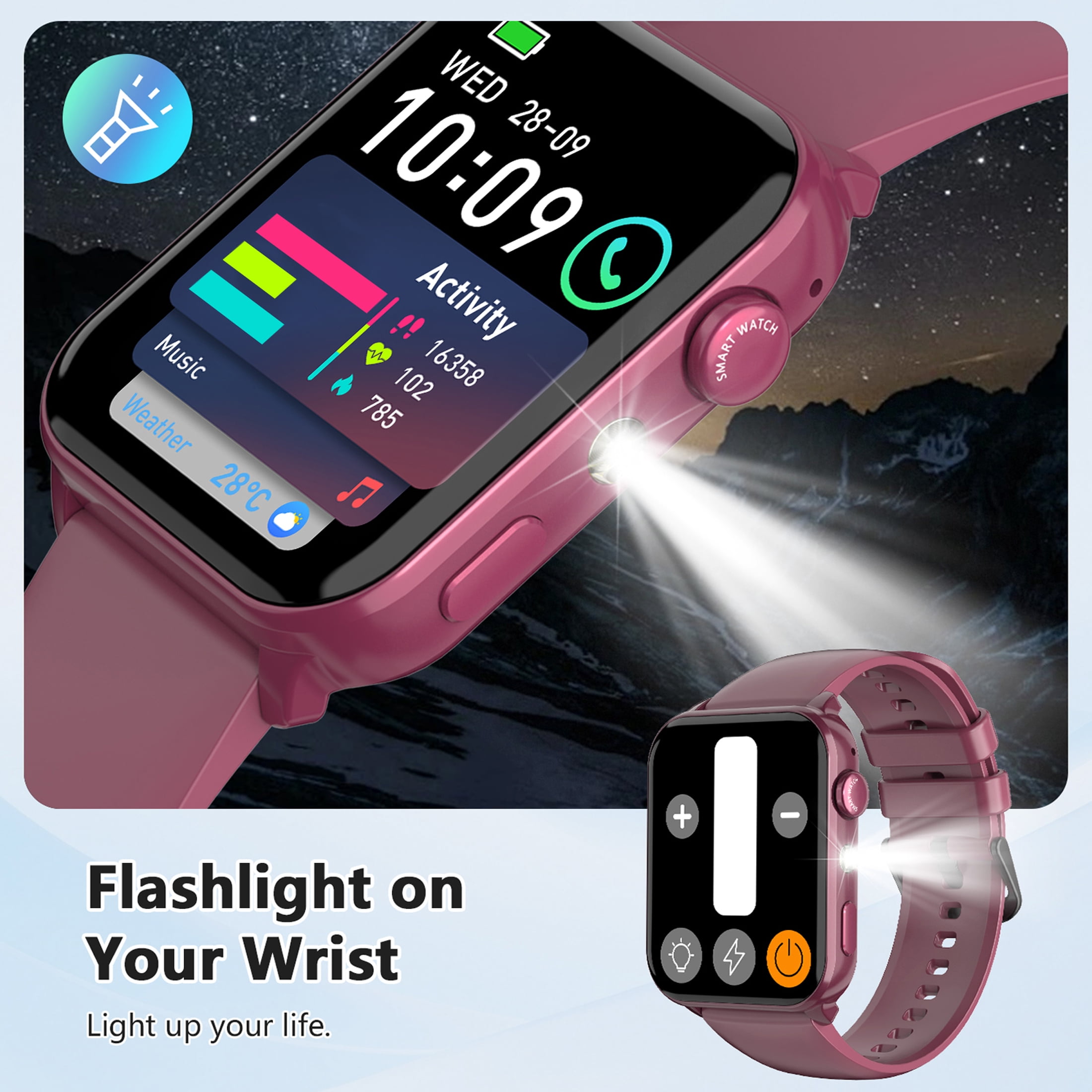 IOWODO Smart Watch Fitness Tracker with Bluetooth Calling and 100+ Sports Modes (Purple, 1.91 in) 9r1i3