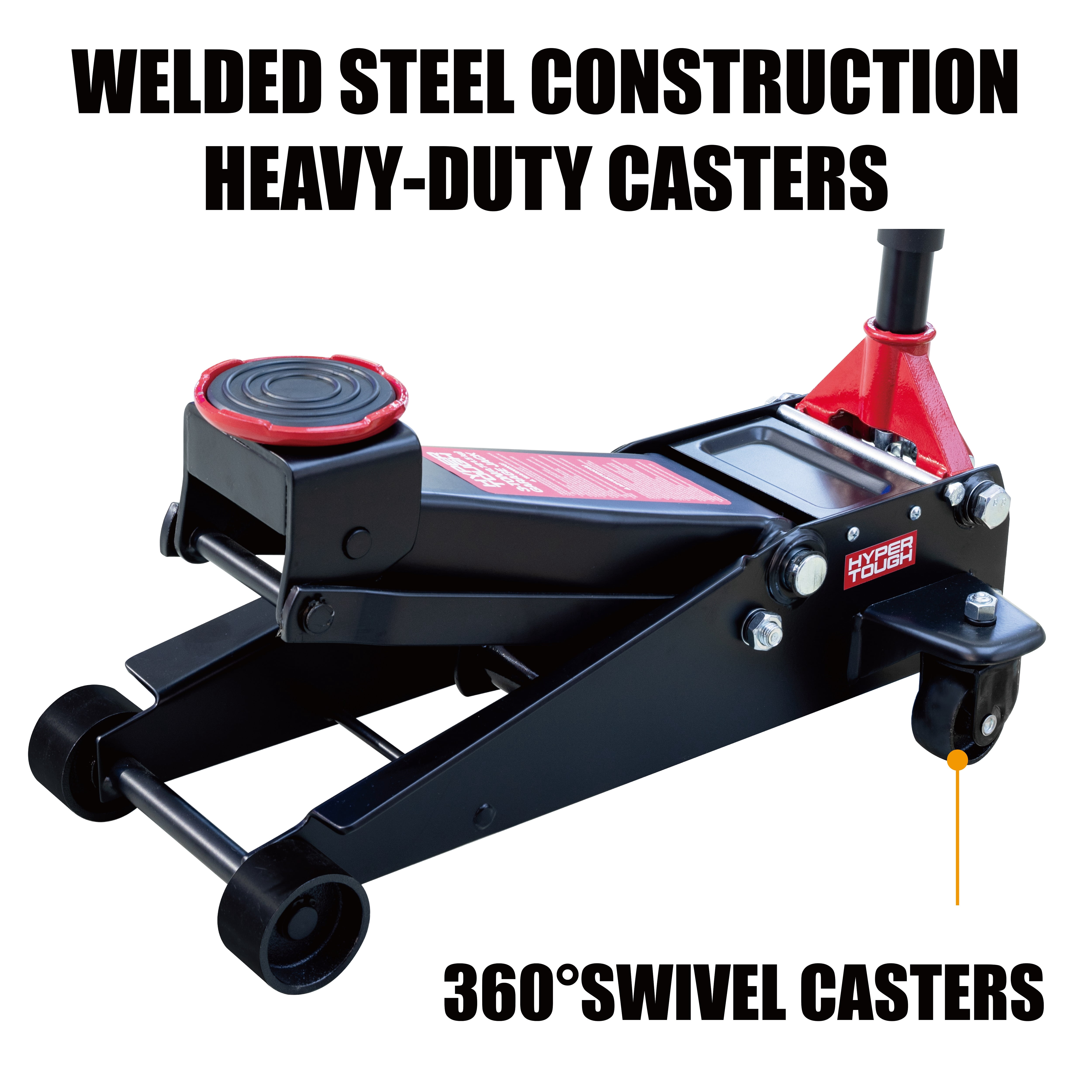 Hyper Tough 3 Ton Dual Pump Floor Jack for Cars, Trucks, and SUVs (5.125 in to 18.31 in) wxkmu
