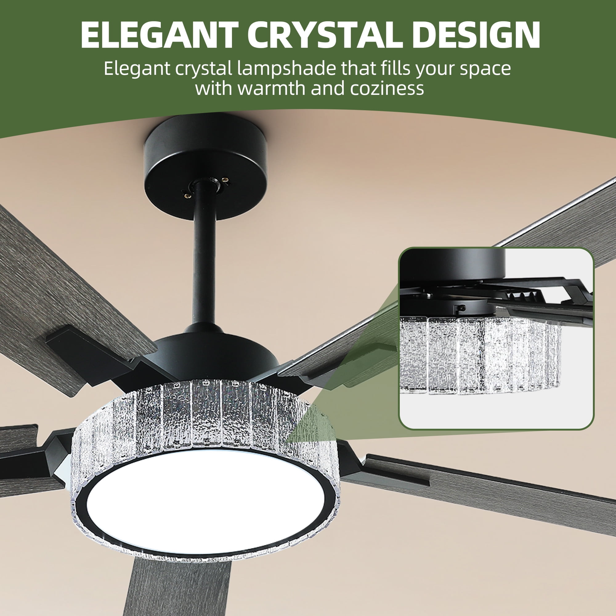 Uforic Farmhouse Ceiling Fan with Lights, Smart Chandelier Fan with Remote & App Control (Black, 52 in) bqaak
