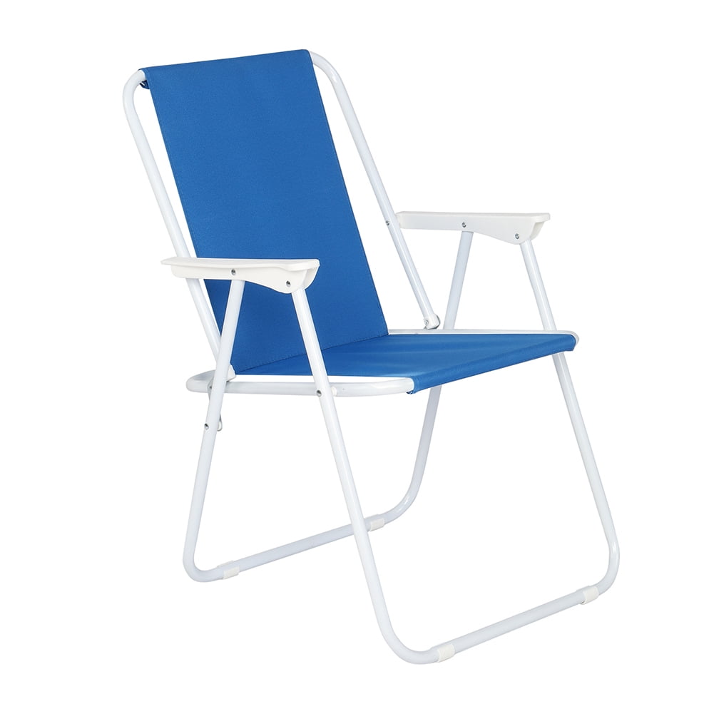 Canddidliike Folding Beach Chair, Portable Outdoor Camping Seat with Oxford Cloth and Iron Frame (Blue) irbut