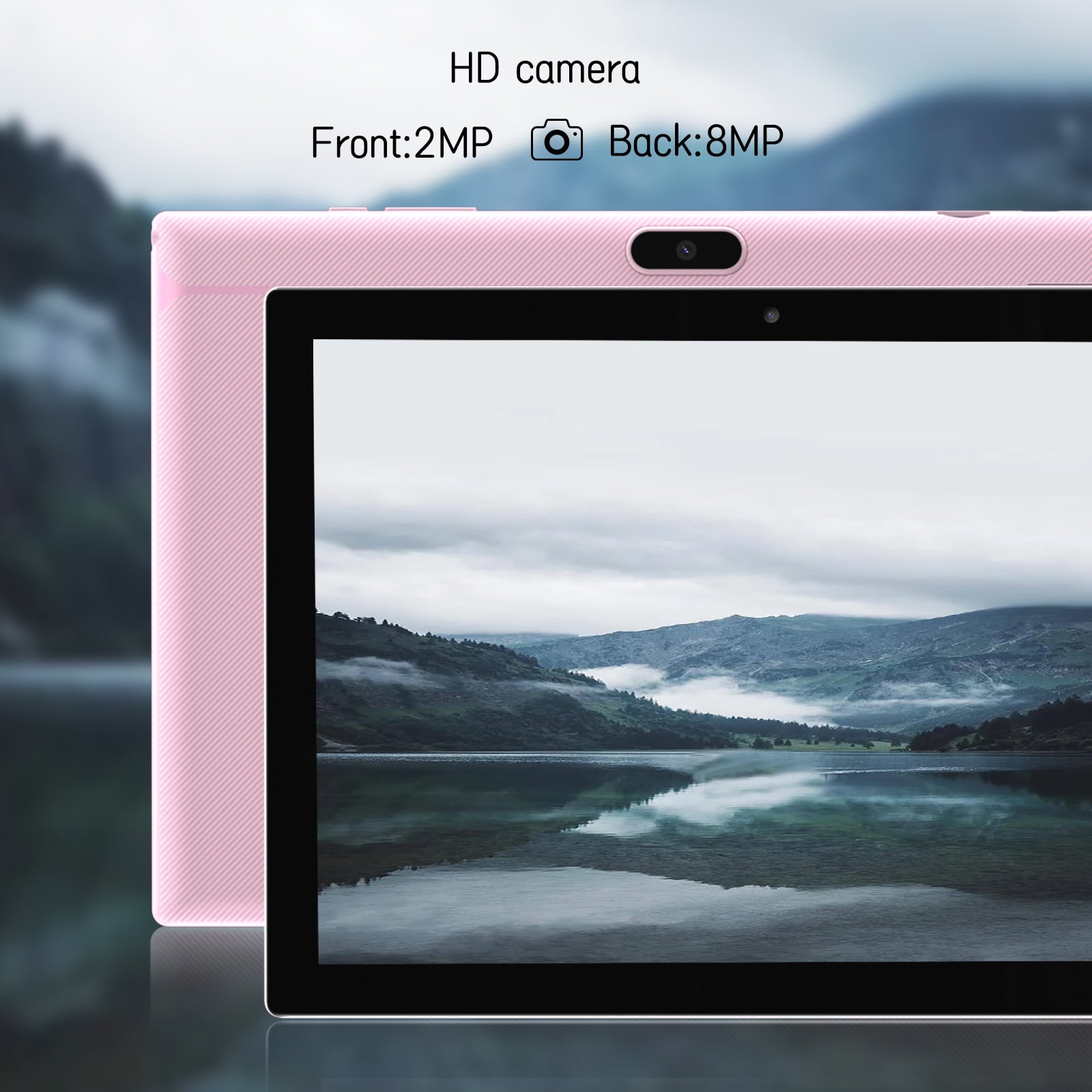 ZZB Android 14 Tablet 10.1 inch HD Touch Screen, 64GB Storage, Quad-Core Processor, Wi-Fi, 8MP Camera (Pink, 10.1 in) fhzhb