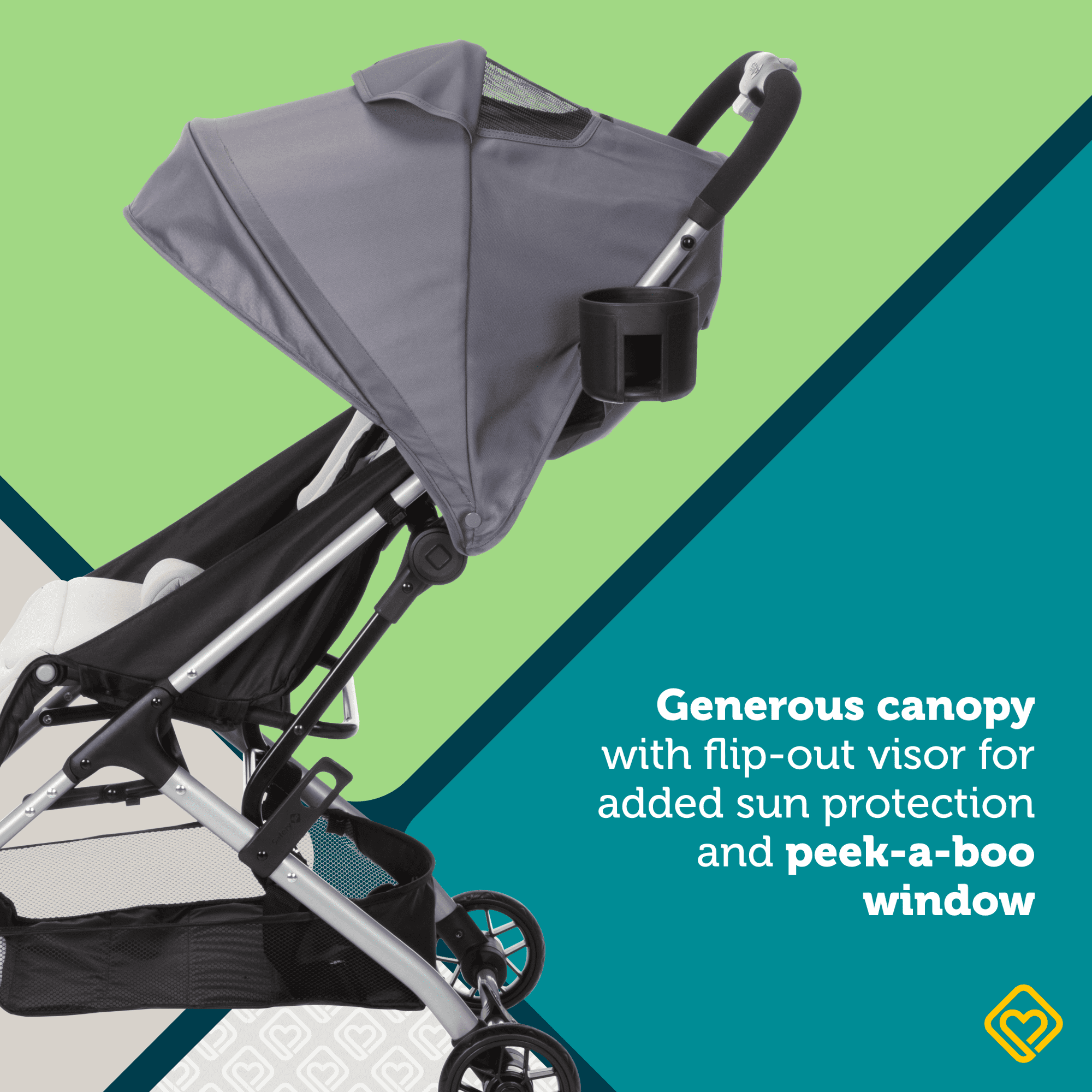 Safety 1st Easy-Fold Compact Stroller, Lightweight Travel Stroller with Sun Canopy (White, 17 lb) cd1a1