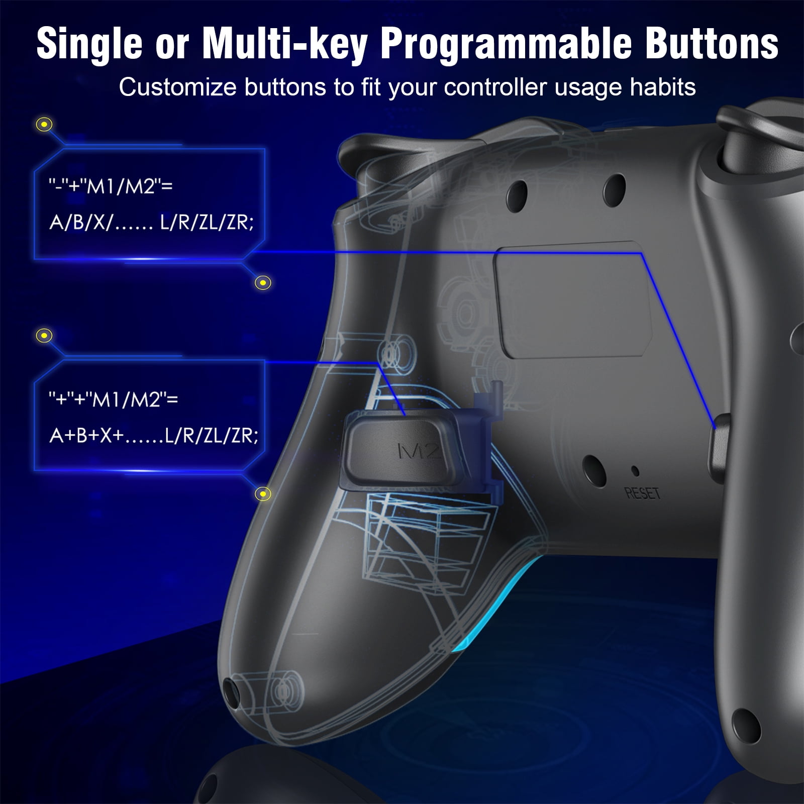 ZRZLMVP Wireless Pro Controller for Switch/OLED/Lite, Programmable Back Paddles, Turbo & 6-Axis Gyro (Black) sem9l