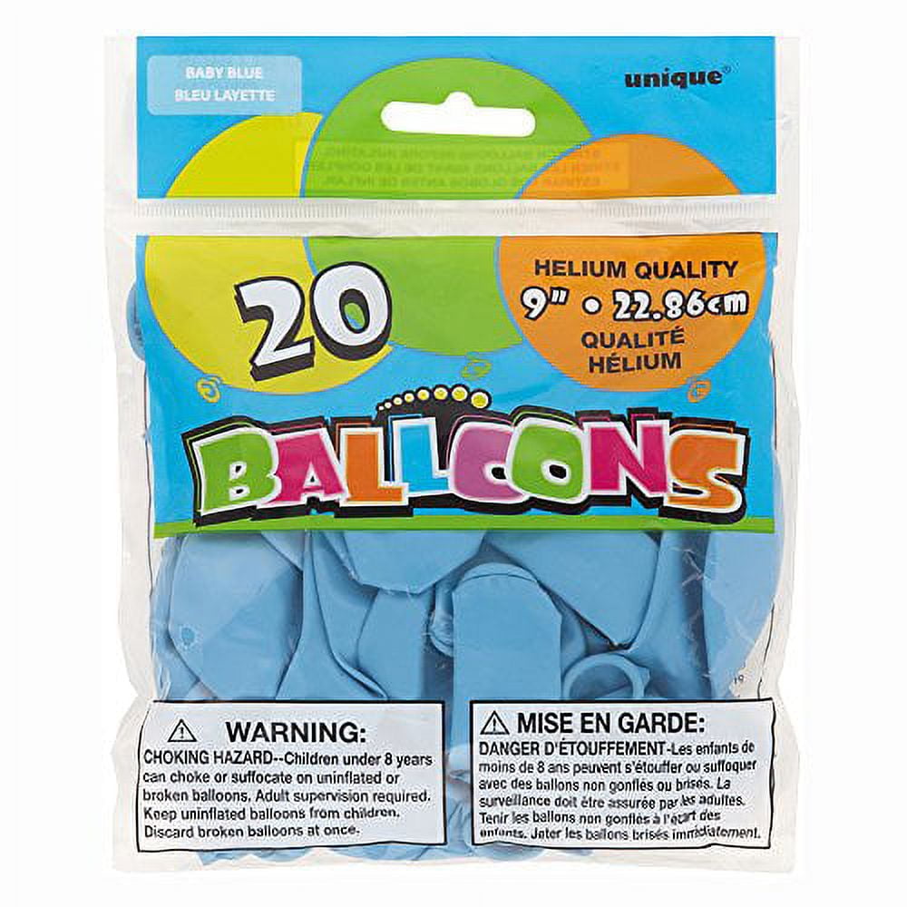 Unique Industries Latex Balloons Party Decorations (Baby Blue, 9 in, 20 ct) k5g93