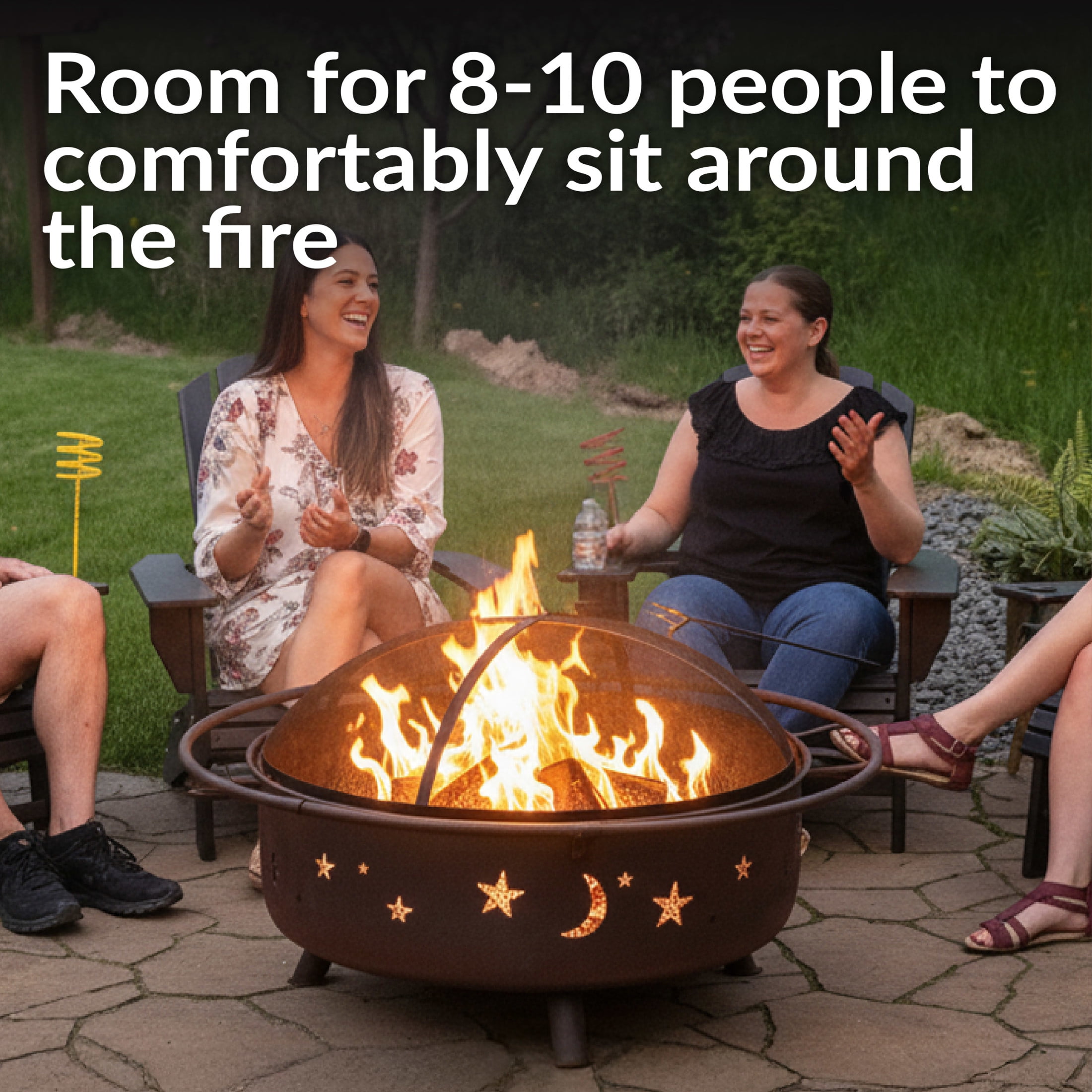 Sunnydaze Decor Cosmic Outdoor Fire Pit Wood Burning Patio Backyard Fireplace (Celestial Design, 42 in) 6ug0v