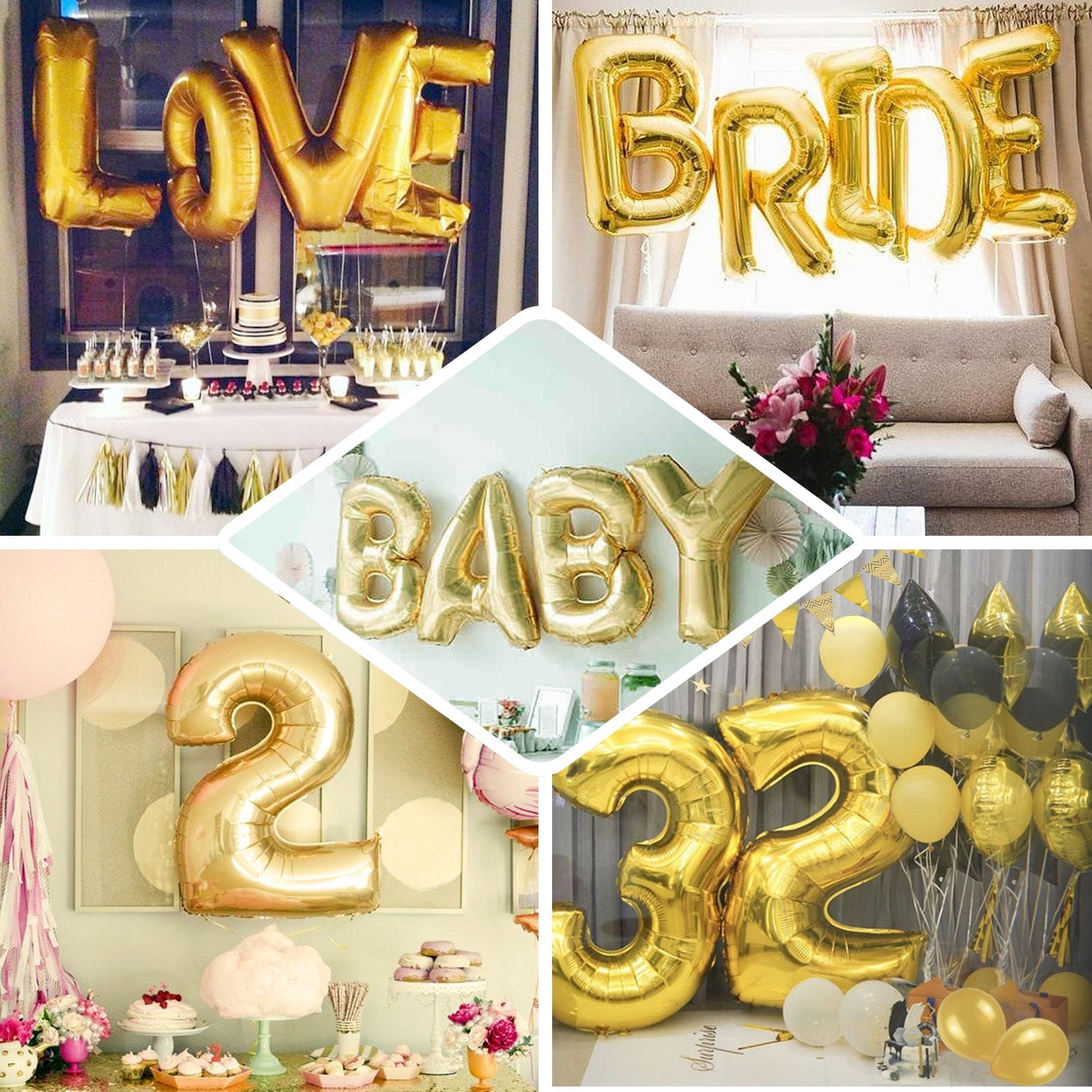 Efavormart 40 in Shiny Metallic Gold Mylar Foil Balloon for Party Decorations (Gold, 40 in) yefpt