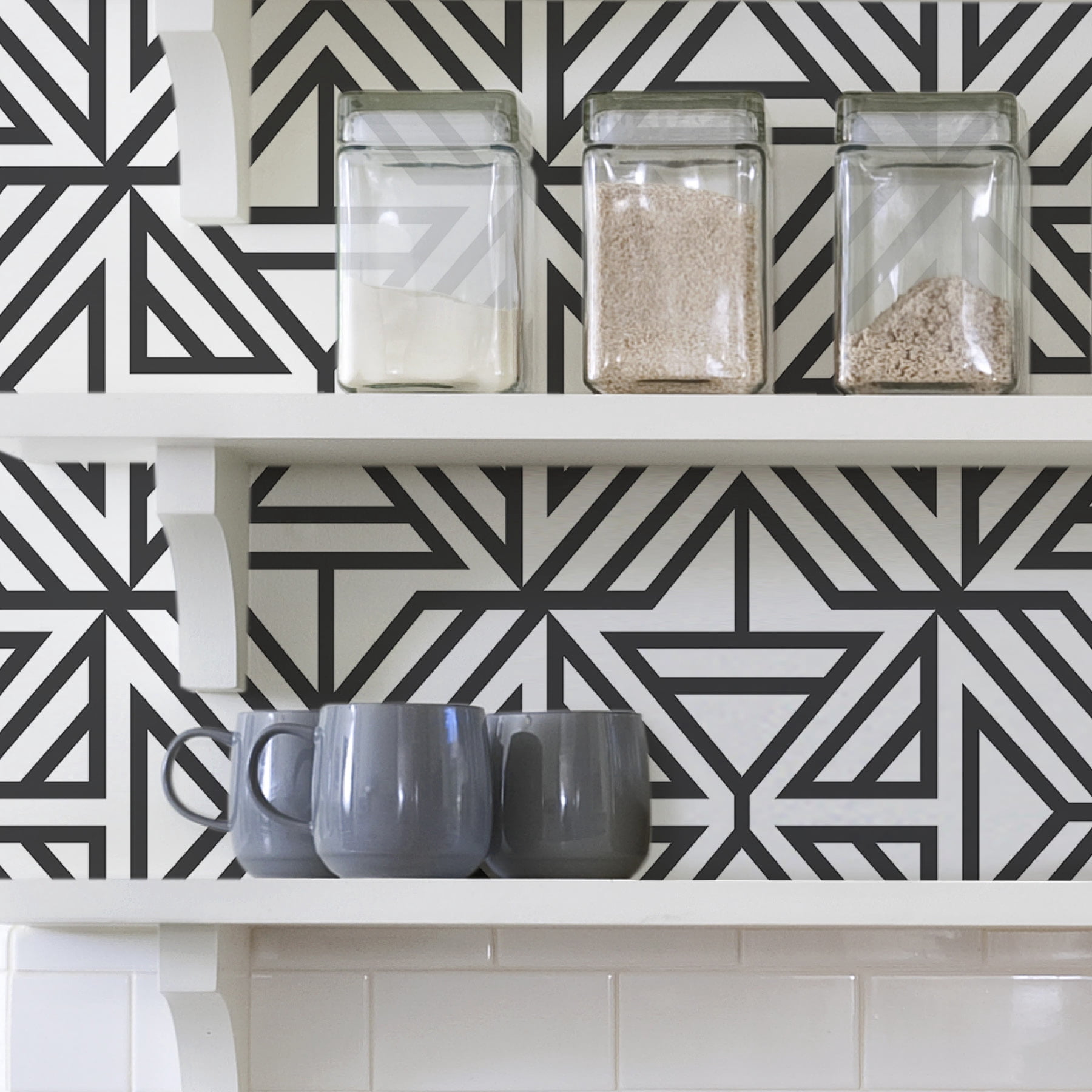 NuWallpaper Linear Geometric Peel and Stick Wallpaper (Black, 216-in x 20.5-in) l739e