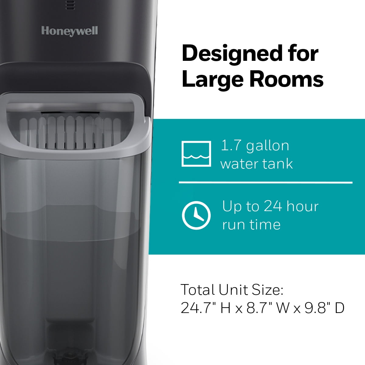 Honeywell Top Fill Cool Moisture Humidifier for Large Rooms (Black, 1.7 gal) 3gvbx