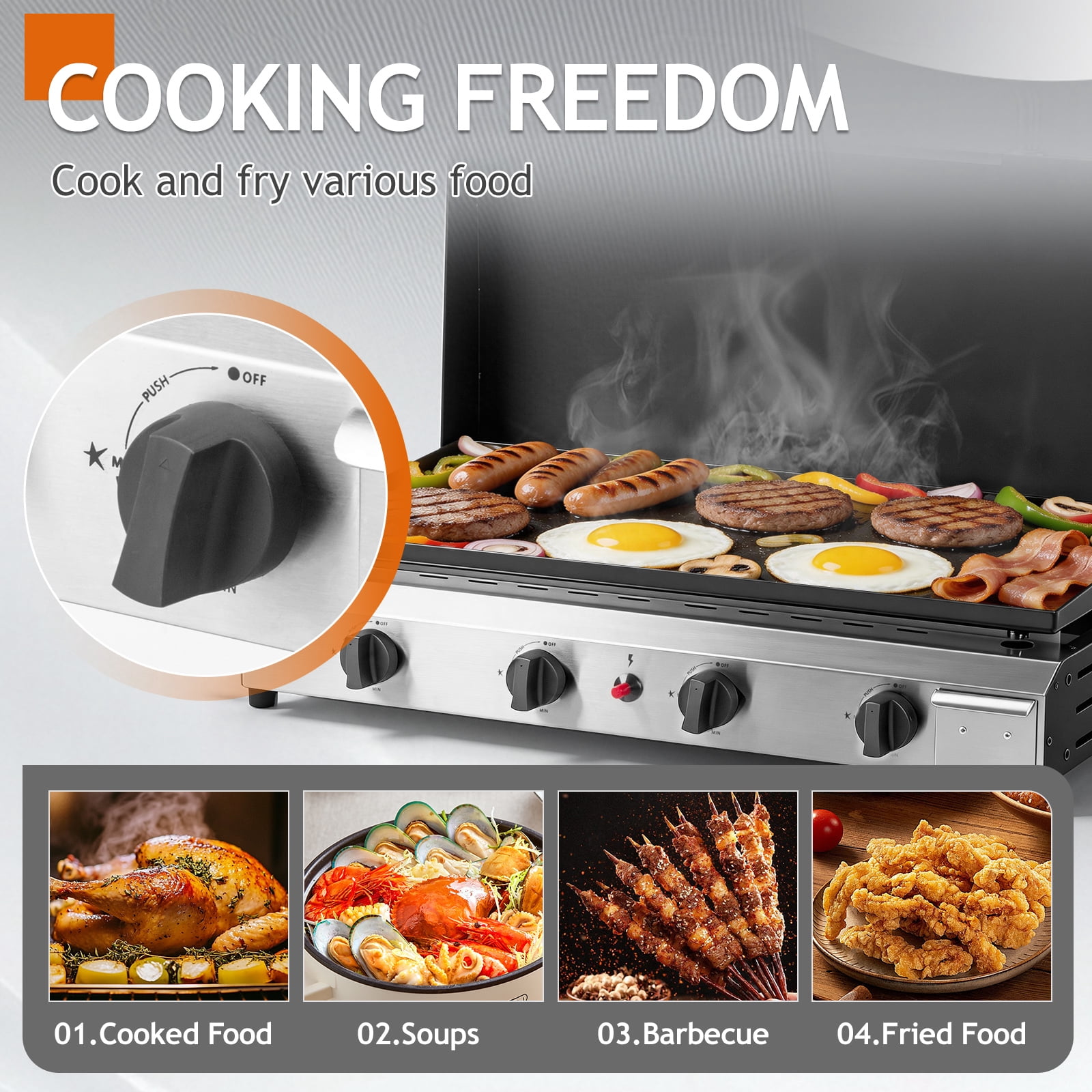 Ktaxon 4-Burner Propane Gas Griddle Flat Top Grill with Lid and Ceramic Coated Cast Iron Surface (Black, 30 in x 14 in x 13.5 in) 9c0z4