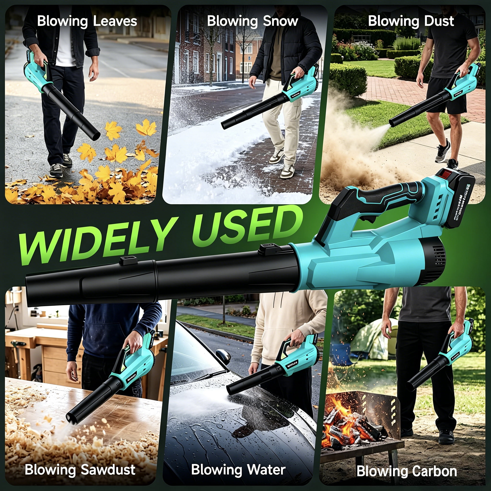 LNOW Cordless Leaf Blower, 6-Speed Electric Power Sweeper for Yard and Garage (680 CFM, 150 MPH, 2 Batteries, 5.73 lb) lptib