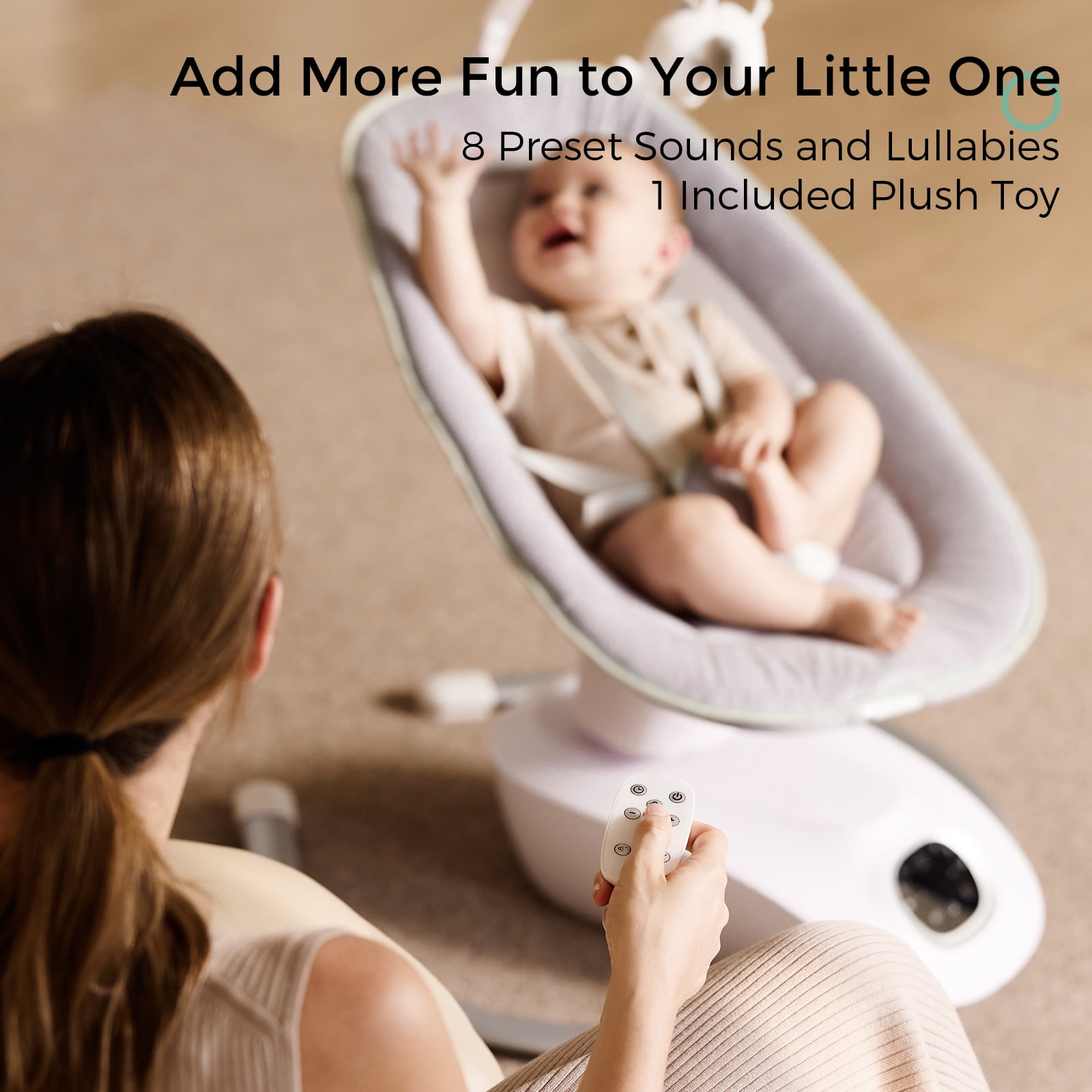 Momcozy CocoSway 3D-Motion Baby Swing, Soothing Infant Rocker with 6 Motion Modes and 4 Speeds (White) 205x2