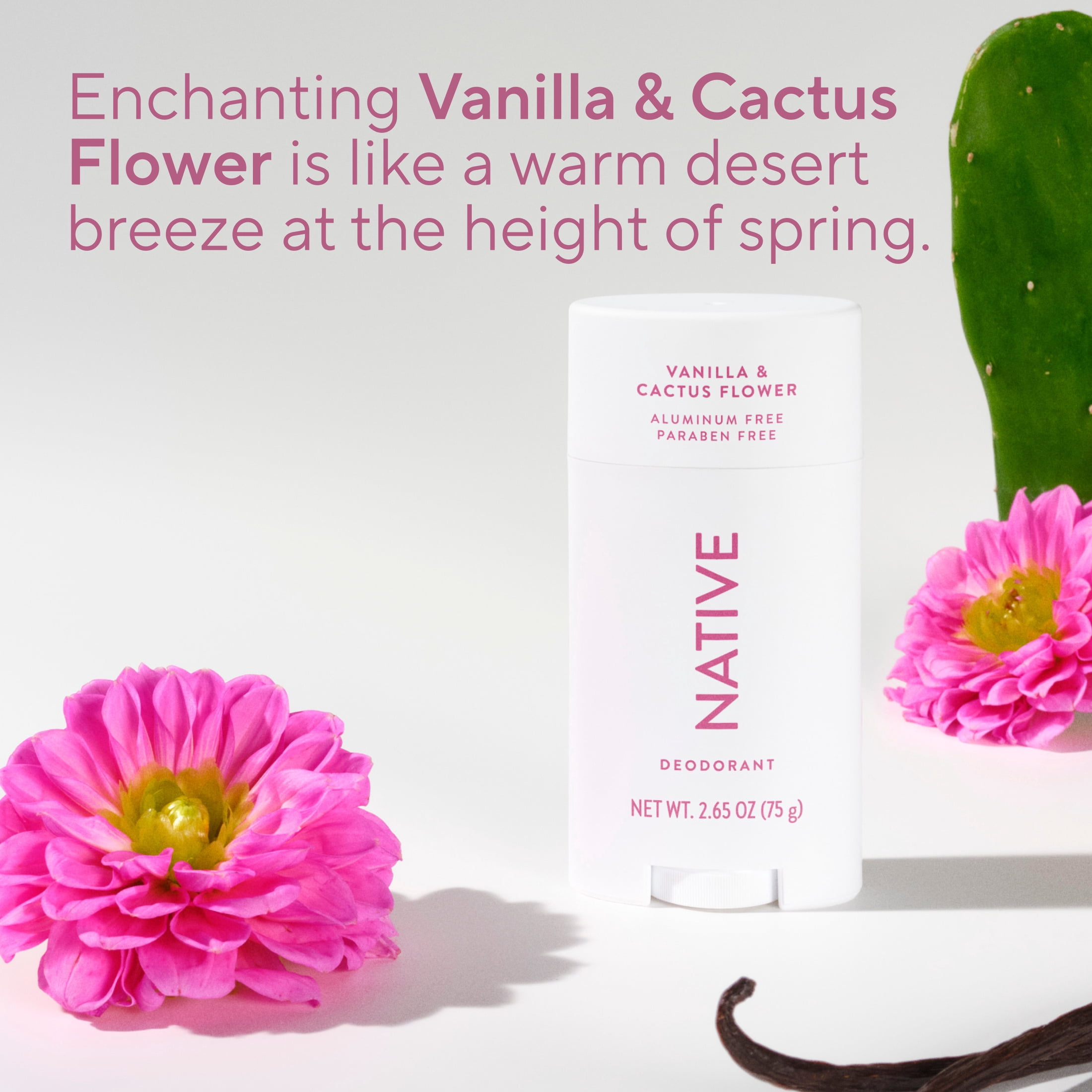 Native Aluminum Free Deodorant for Women, Long-Lasting Odor Protection (Vanilla & Cactus Flower, 2.65 oz) 81i8m