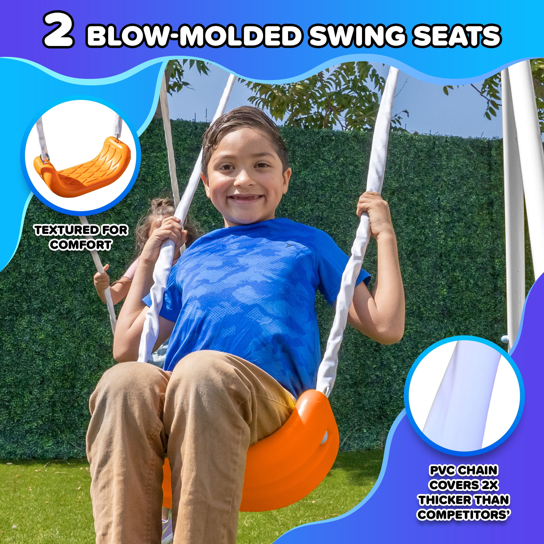 Sportspower Gladstone Metal Swing Set with Skyflyer and Slide (Blue, 5-Kid Capacity) 05eu0