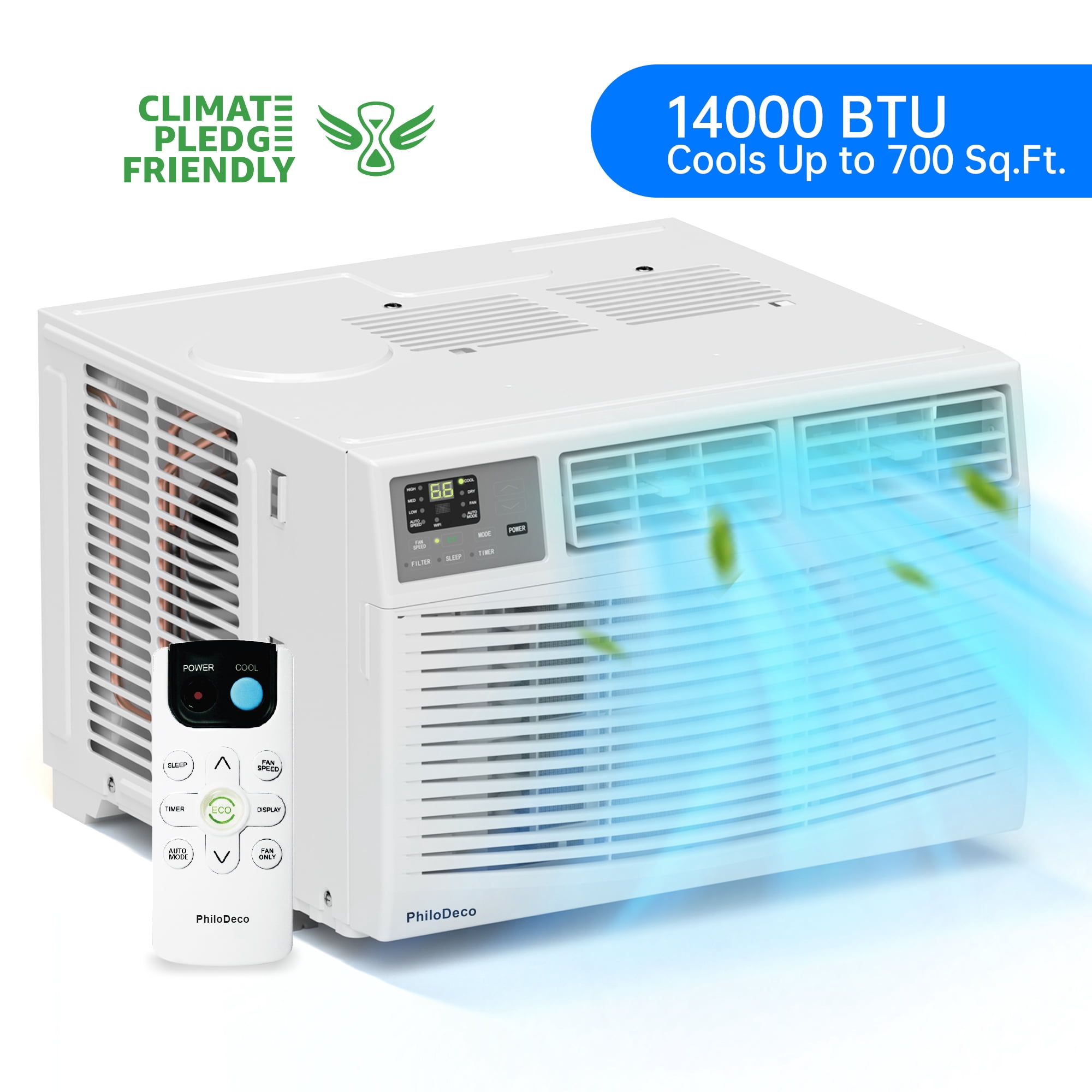PhiloDeco 14000 BTU Window Air Conditioner, Quiet Cooling for Rooms up to 700 sq ft (White, 14000 BTU) 69s1c