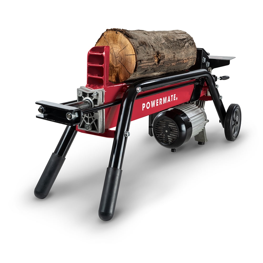 Powermate 5-Ton Electric Log Splitter Heavy-Duty Wood Splitting Tool (Red, 20 in) arwmu