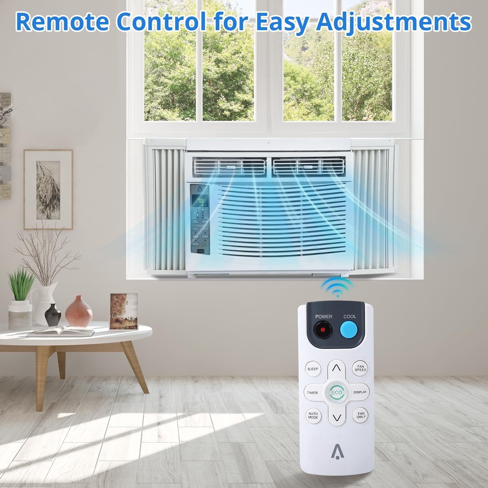 TROPOW Window-Mounted Air Conditioner 6,000 BTU with Remote Control and ECO Mode (White, 350 sq. ft. Coverage) 7buoa