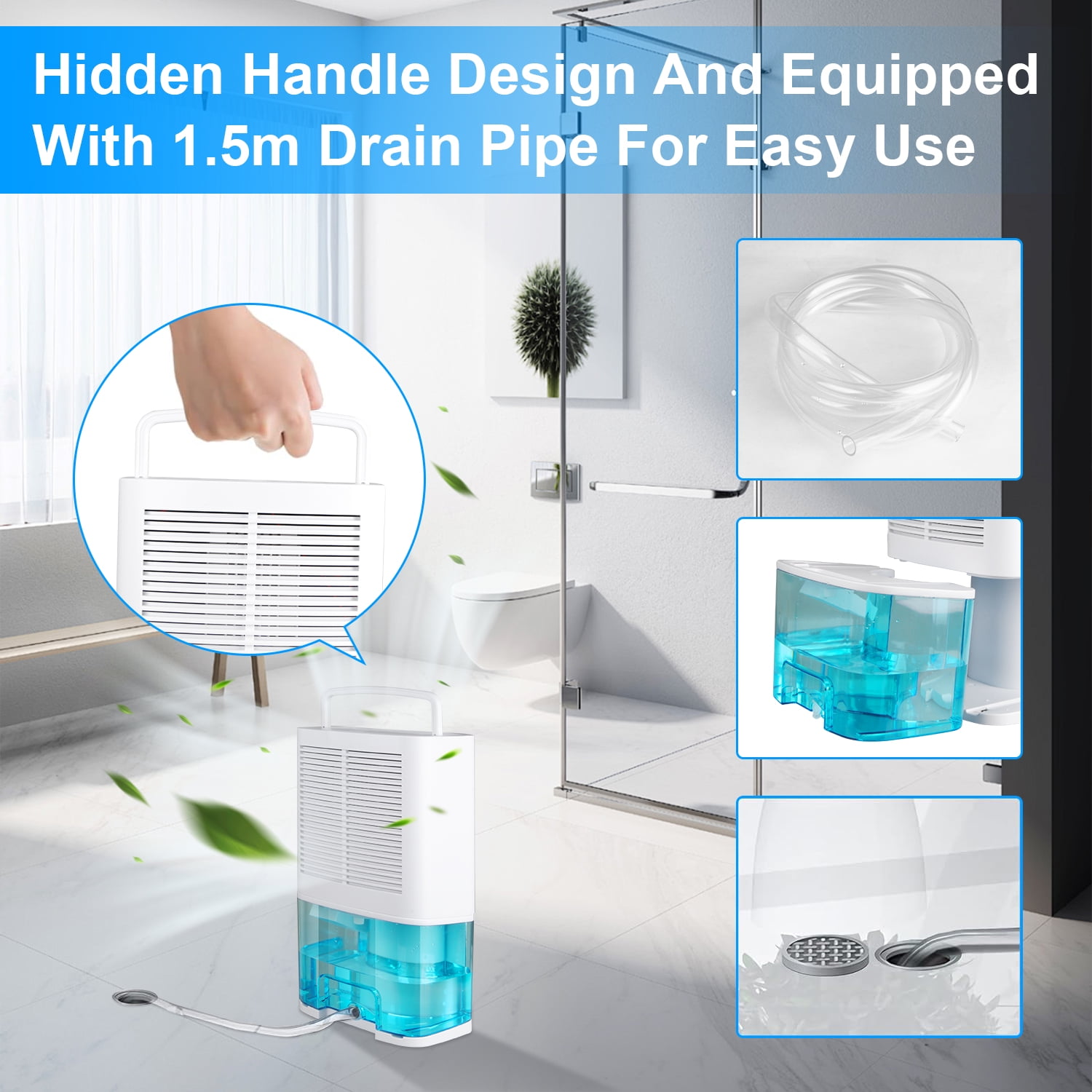 HOPEPOW Dehumidifier for Home, Ultra Quiet Moisture Removal for Bedroom and Bathroom (Green, 4 Pint) tdhwl