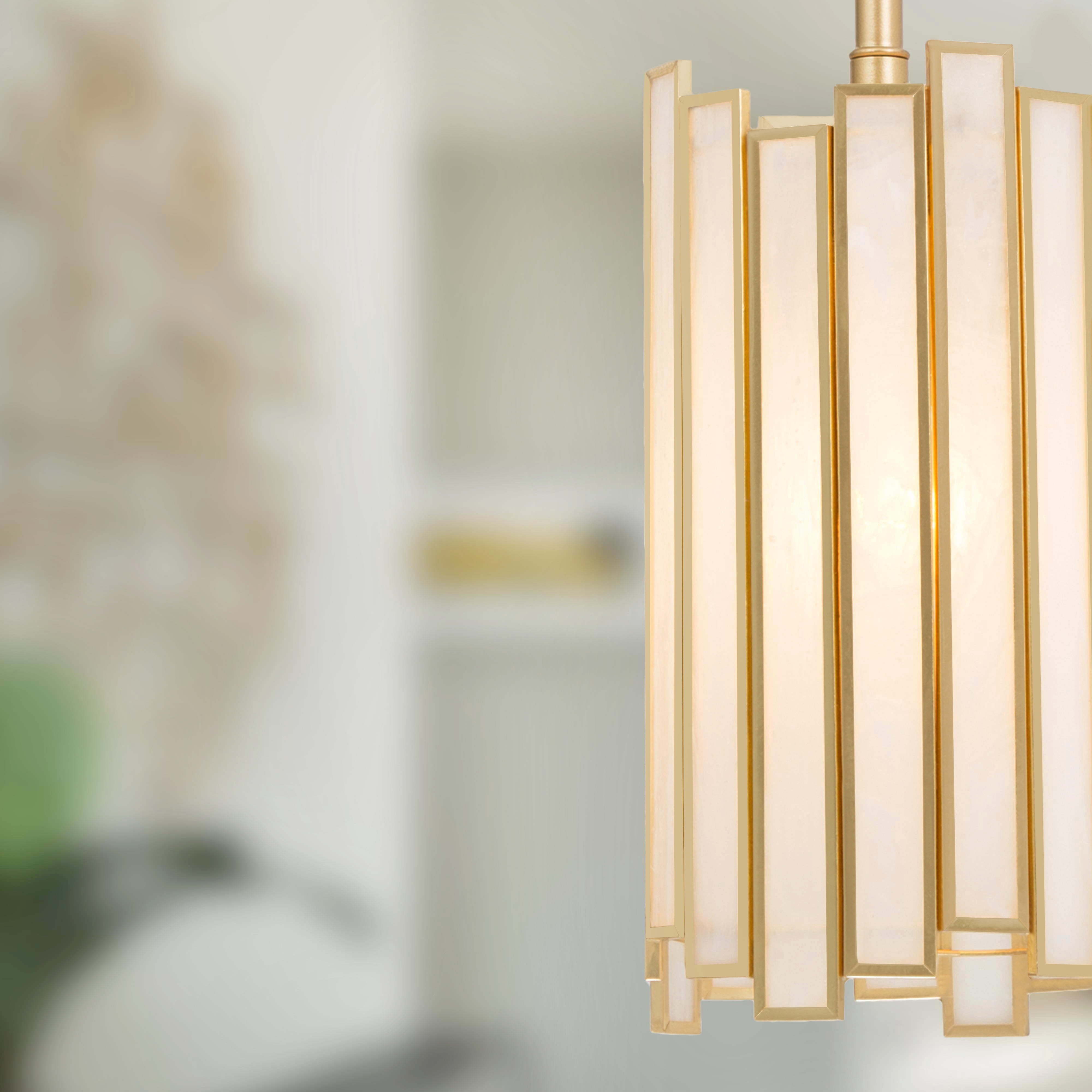 LNC Art-Glass Cylinder Mini Pendant Light, Adjustable Modern Hanging Fixture for Kitchen Island (Gold, 4.3 in) qb273
