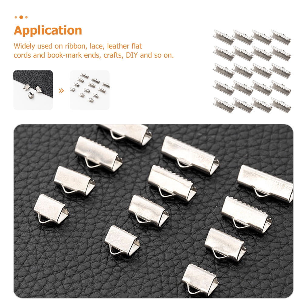 Qnmwood Stainless Steel Ribbon Clamps for Jewelry Making (Silver, 100 Pieces, 0.51 in) 1yomp
