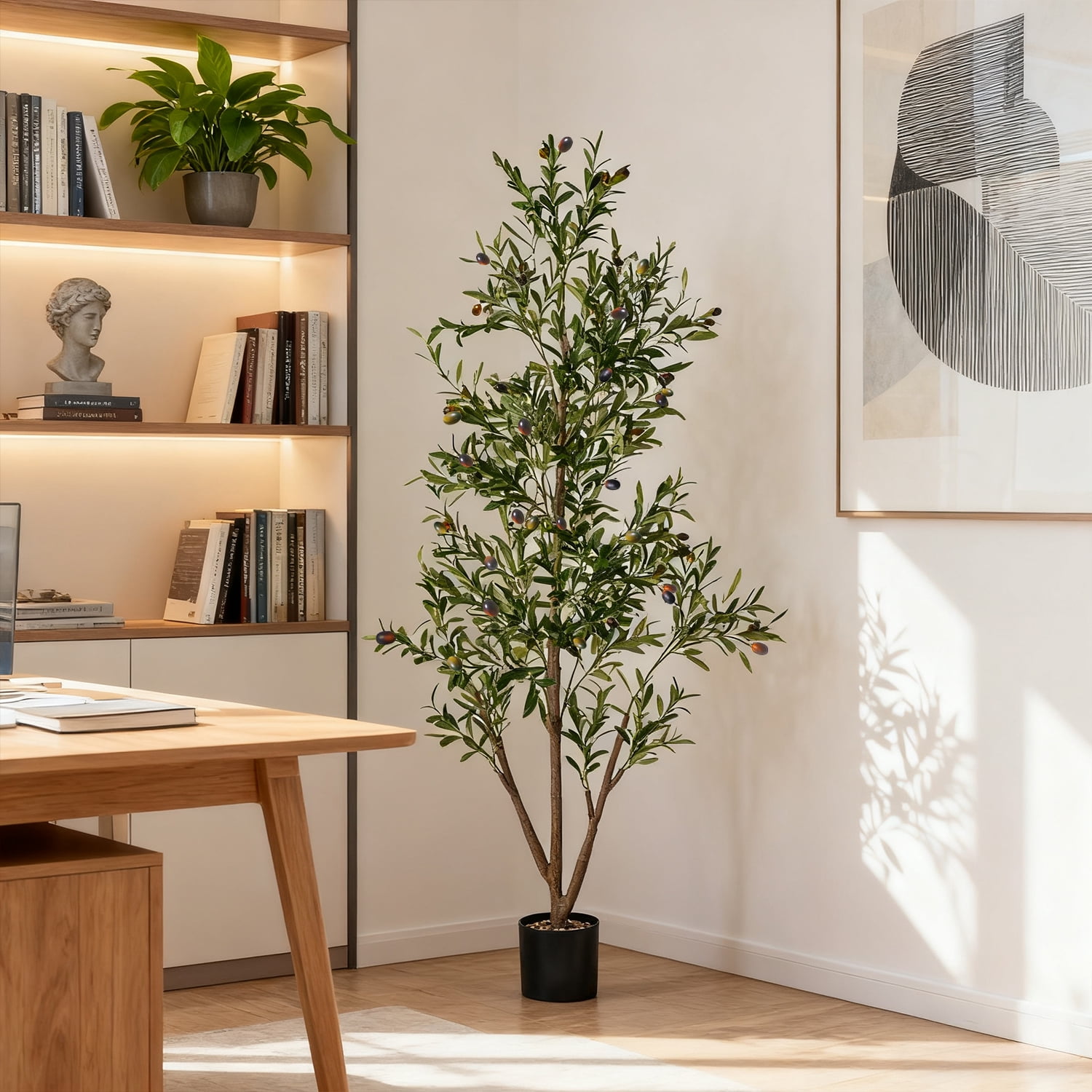 NOVAROOT 6FT Artificial Olive Tree, Lifelike Faux Potted Plant for Indoor and Covered Outdoor Decor (6 ft) xsgyx