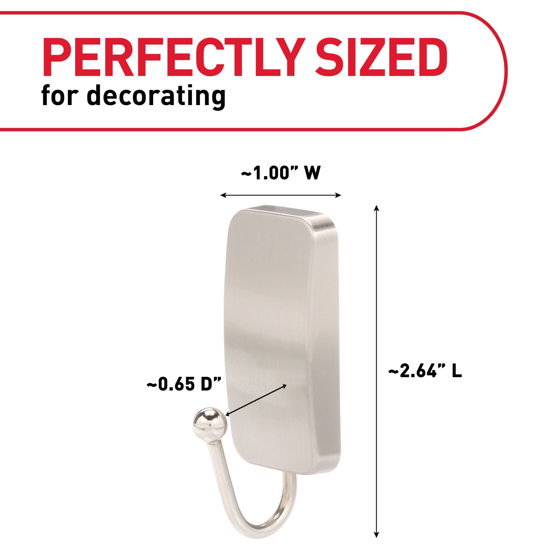 Command Bath Hook, Water-Resistant Adhesive Wall Hook for Bathroom Organization (Satin Nickel, 1 Hook) ftwxh