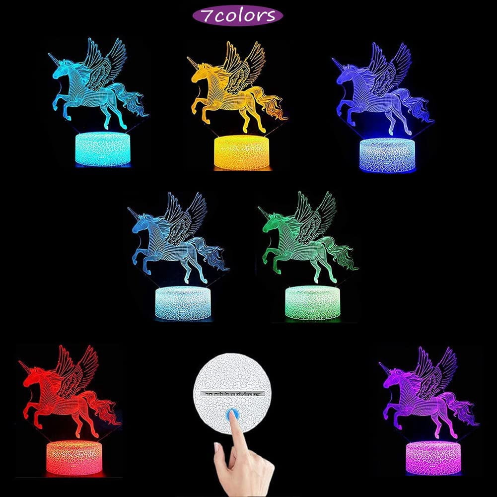 Ysitian 3D Unicorn Night Light with Remote Control, 7-Color LED Bedside Lamp for Kids Bedroom (1 Unit) jj9n2
