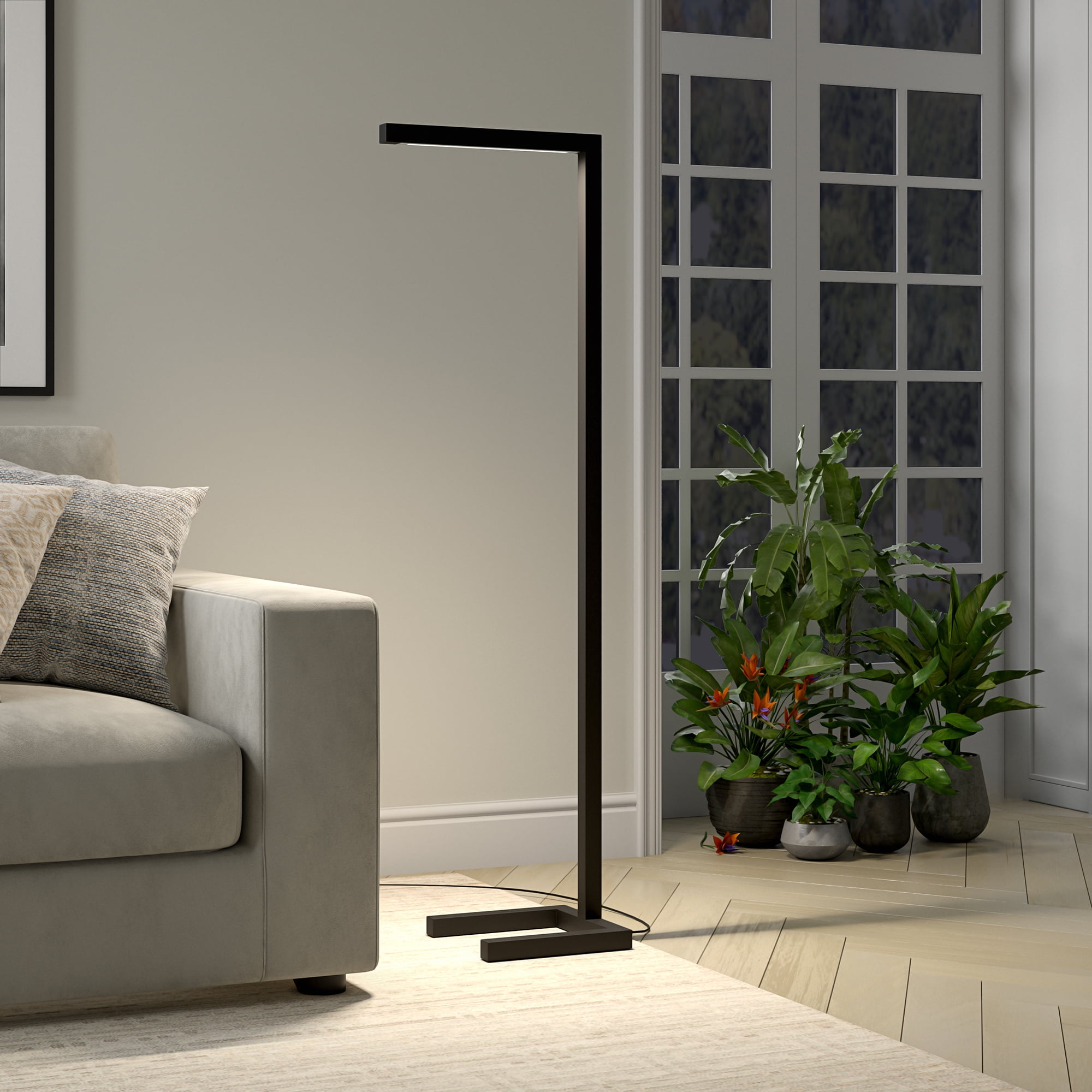 Evelyn&Zoe Malin Modern Metal Floor Lamp with Blackened Bronze Rectangle Shade (52 in) a32x4