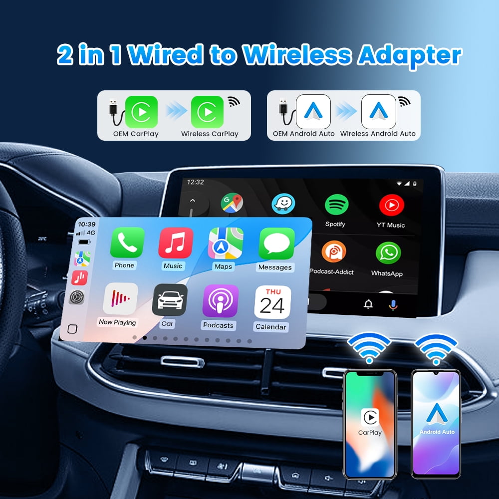 Carlinkit 5.0 Wireless Apple CarPlay and Android Auto Adapter, Plug and Play Dongle with 5.8GHz WiFi (Black, 1 Pack) 6xcf3
