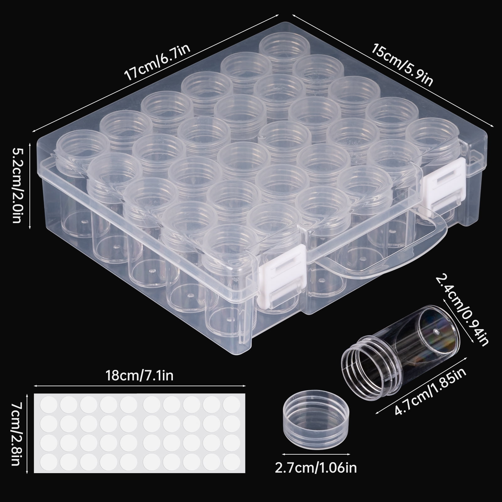 HUSAFTENG Diamond Painting Storage Container, 30-Grid Bead Organizer for Crafts and Rhinestones (Clear, 6.7 in x 5.9 in x 2 in) roxj8